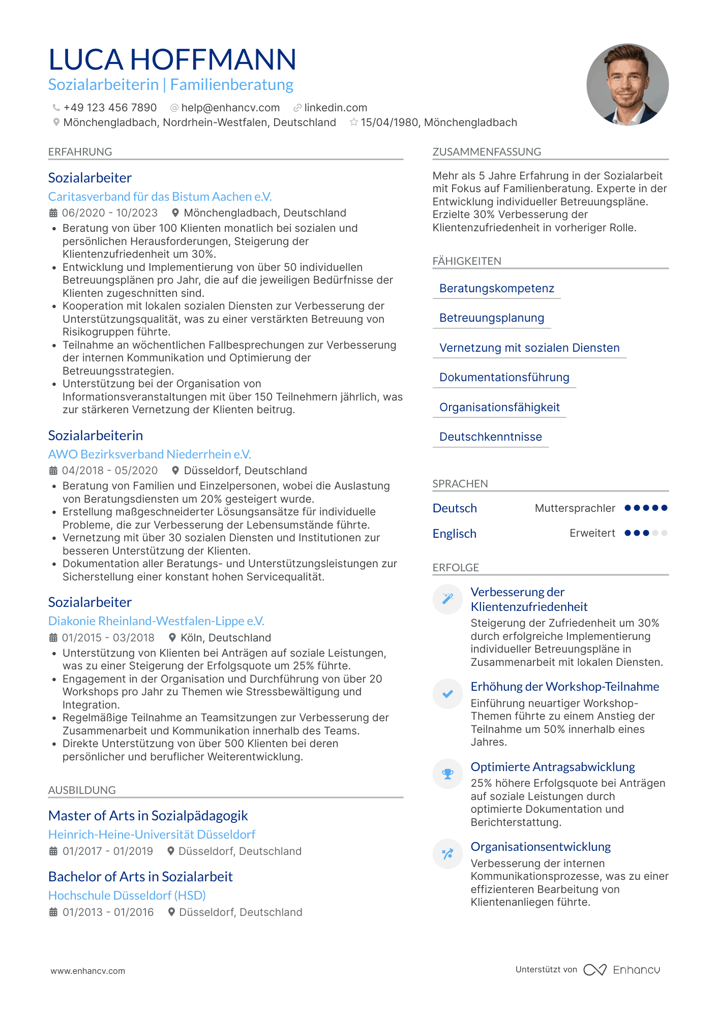 Lebenslauf als Sozialarbeiter auf mittlerer Ebene Resume Example