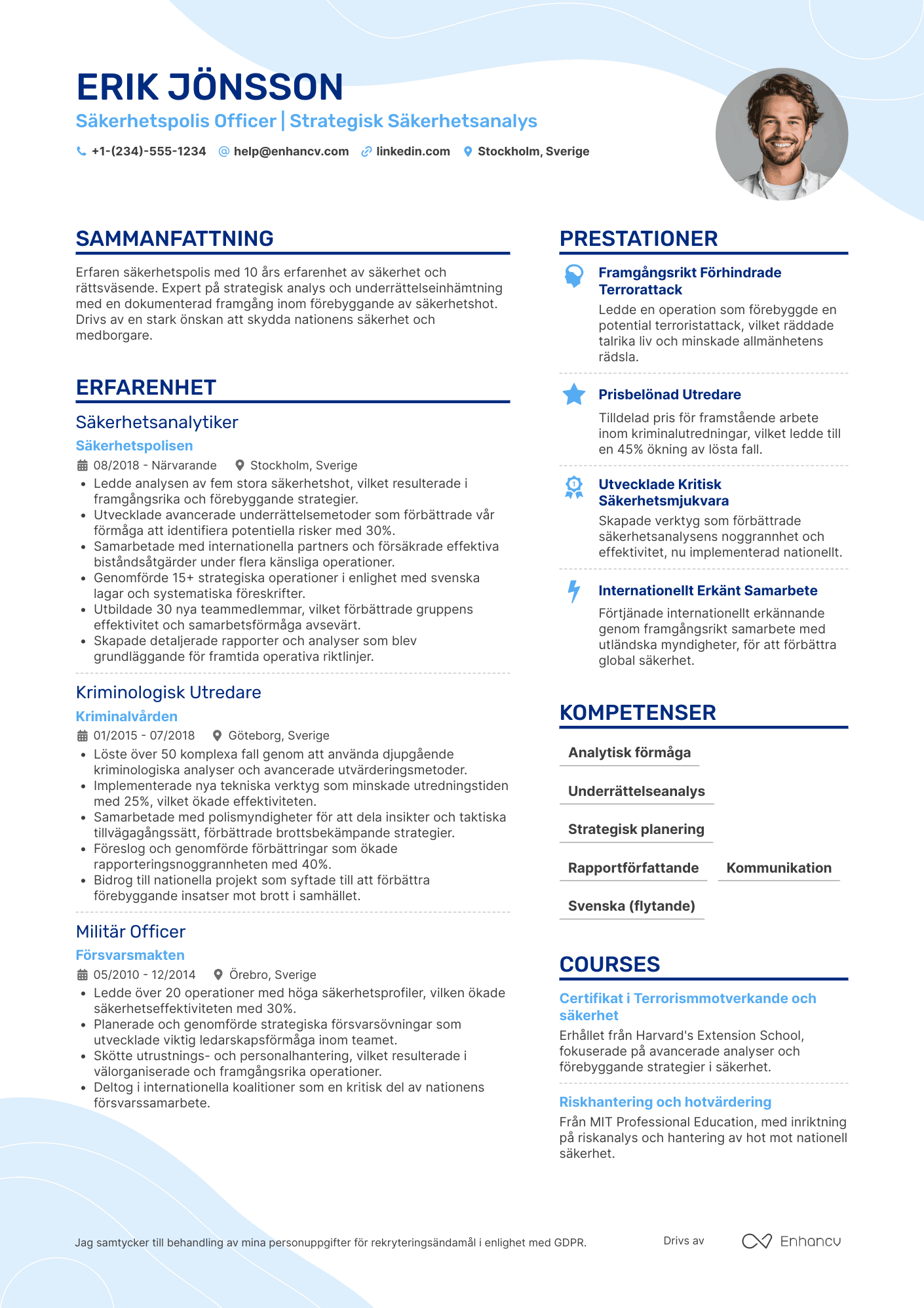 CV för Säkerhetspolisofficer Resume Example