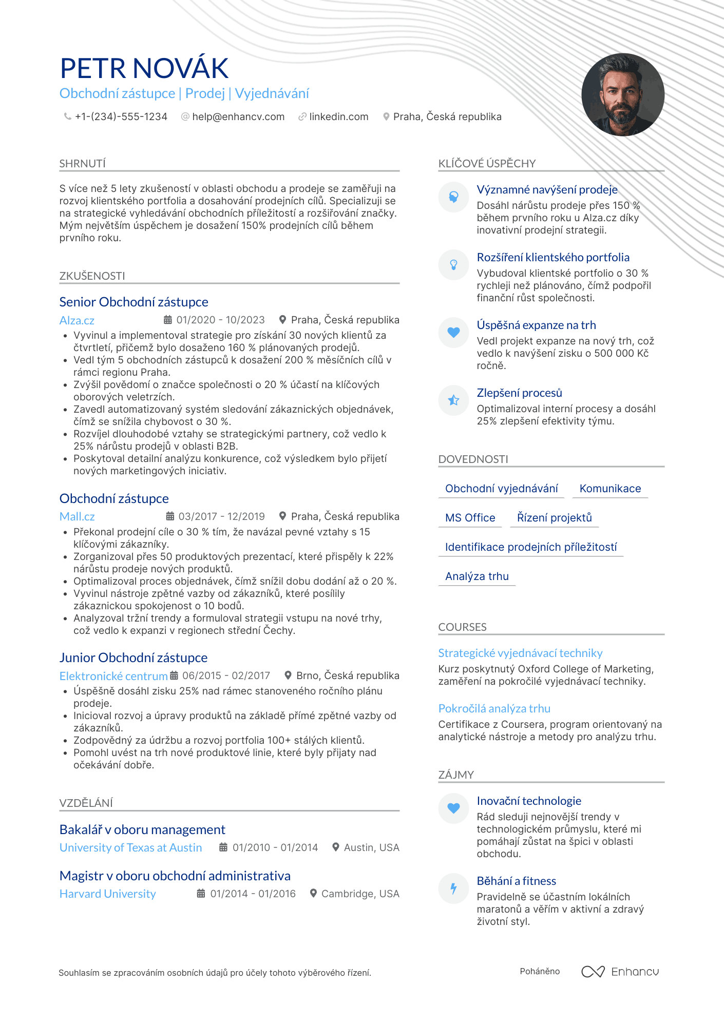 Životopis pro Obchodní zástupce v maloobchodě Resume Example