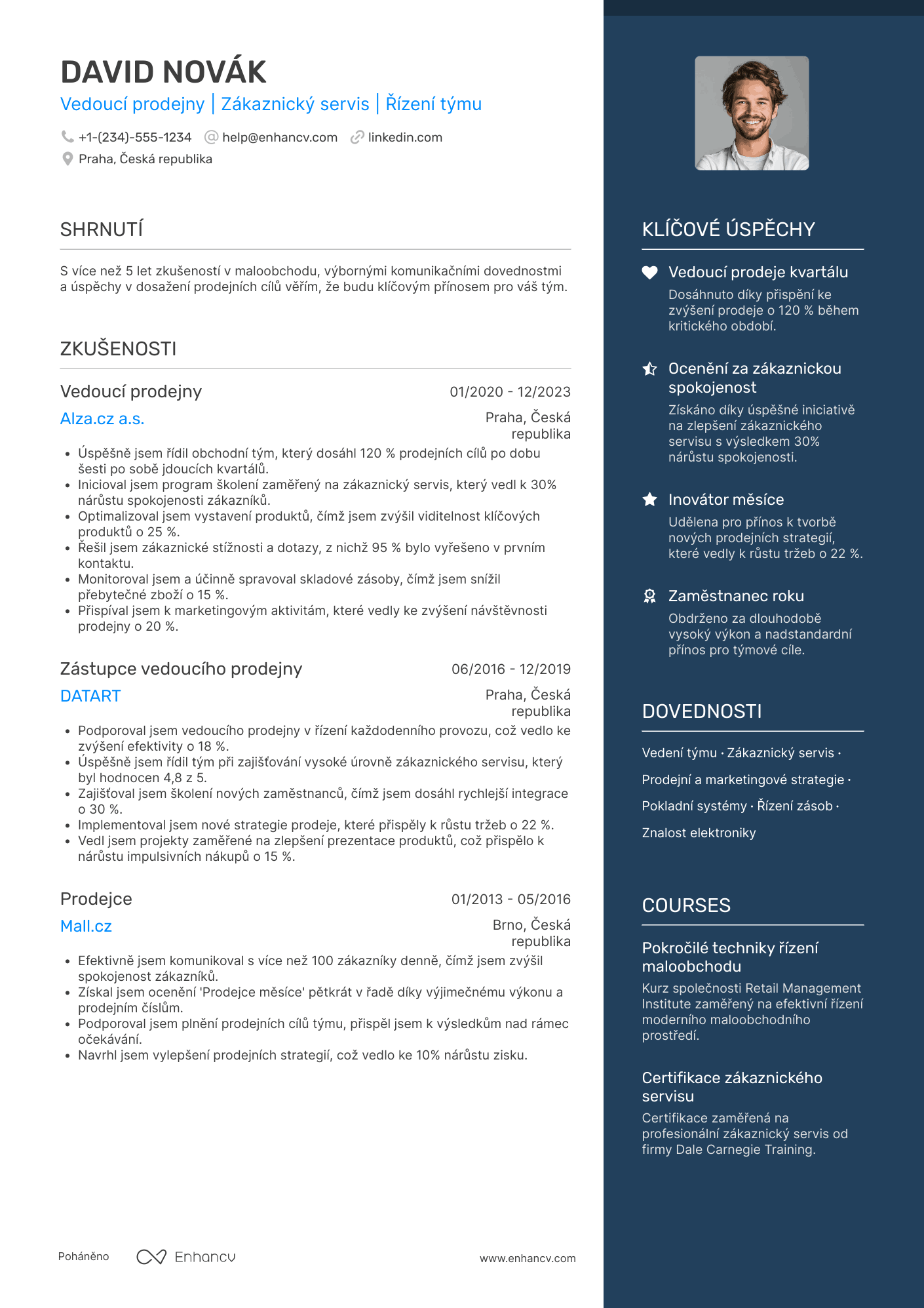 Životopis pro Vedoucí prodejny elektroniky Resume Example