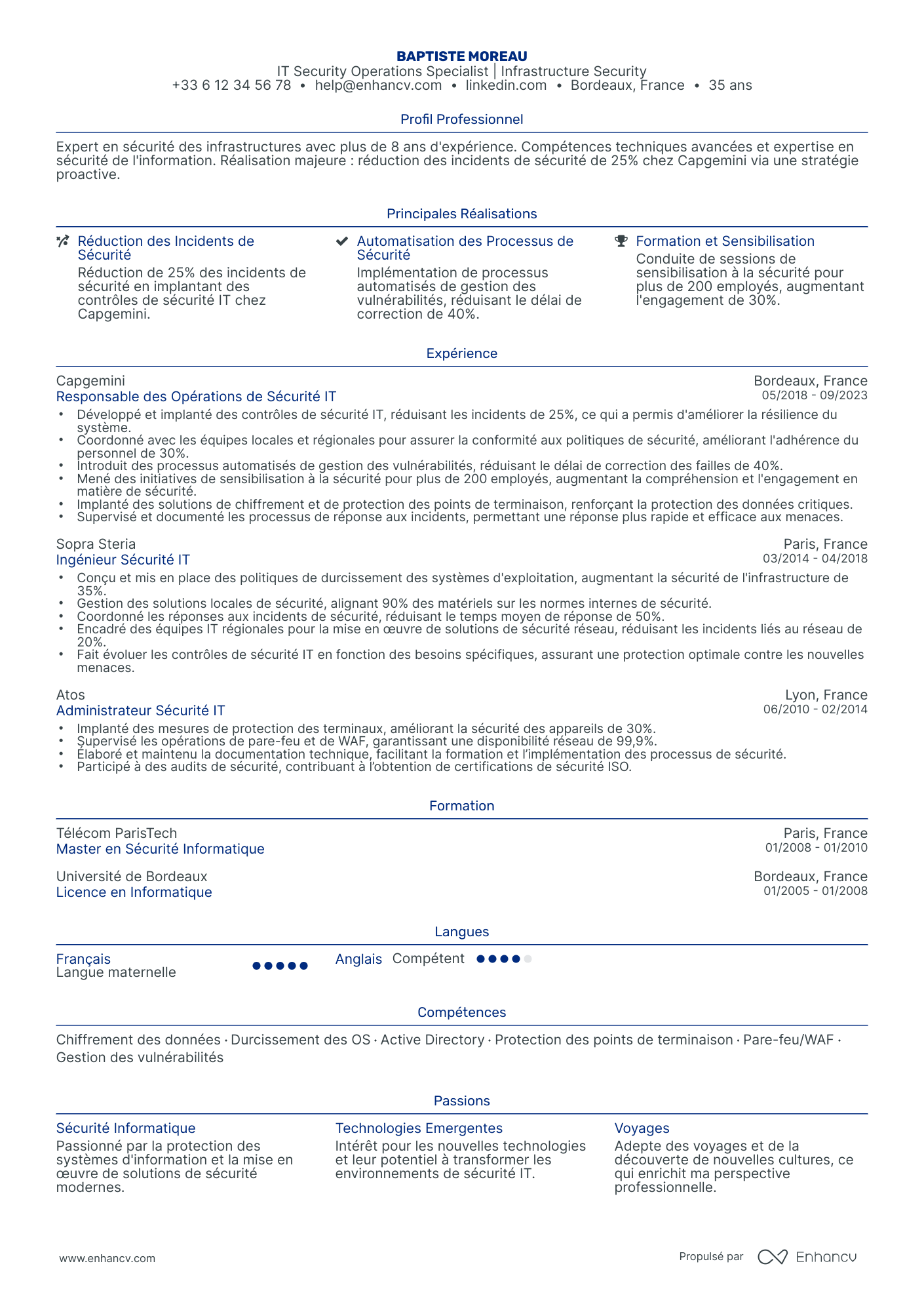 Responsable Sécurité Informatique Resume Example