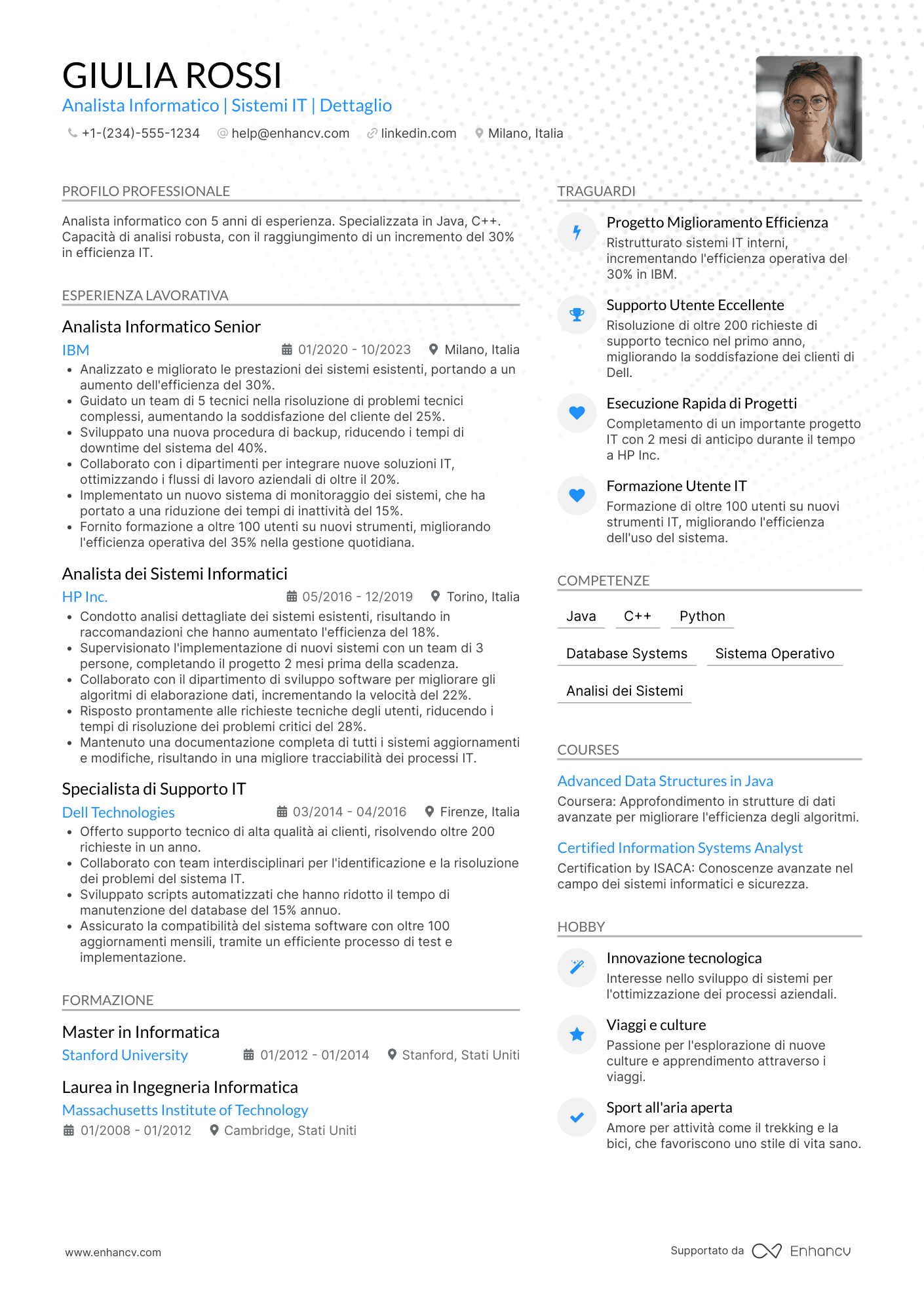 Curriculum analista informatico Resume Example