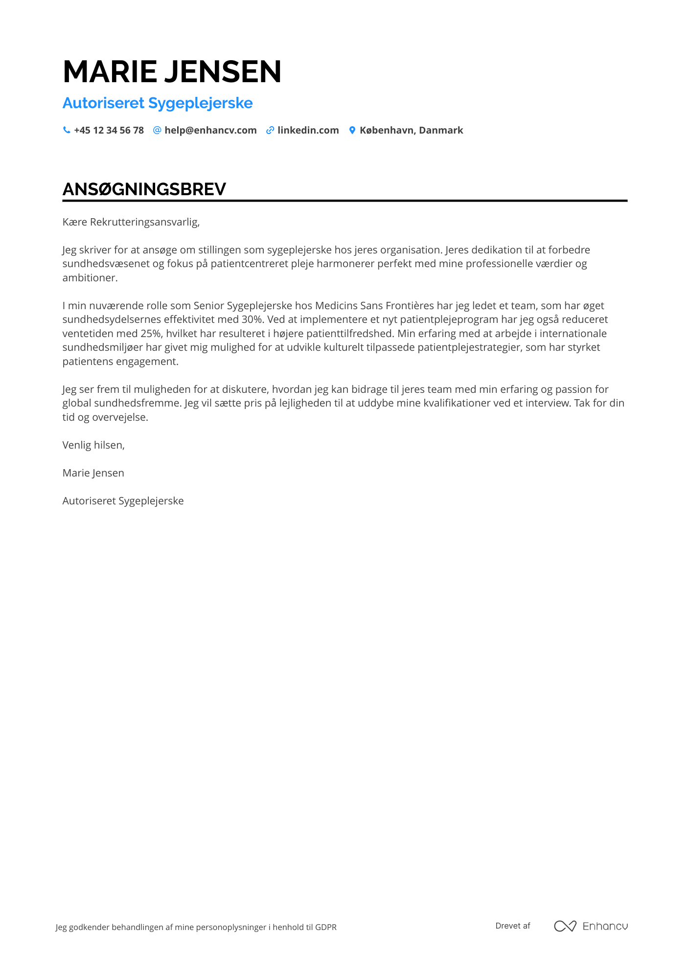 Ansøgningsbrev til Rejsesygeplejerske Resume Example