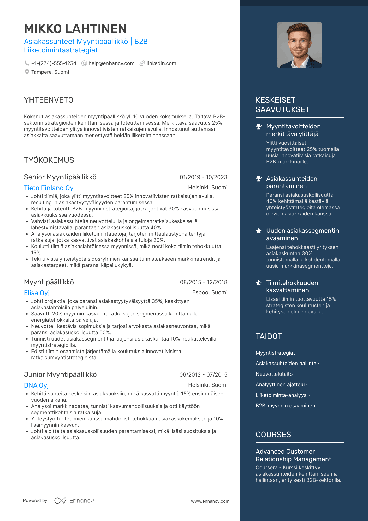 Ansioluettelo Asiakassuhteet Myyntipäällikkö Resume Example
