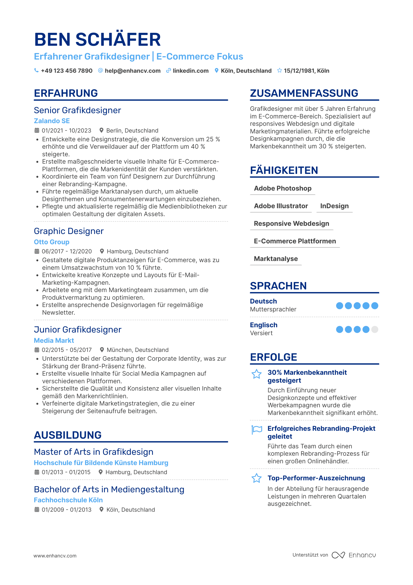 Lebenslauf in Grafikdesigner im E Commerce Resume Example
