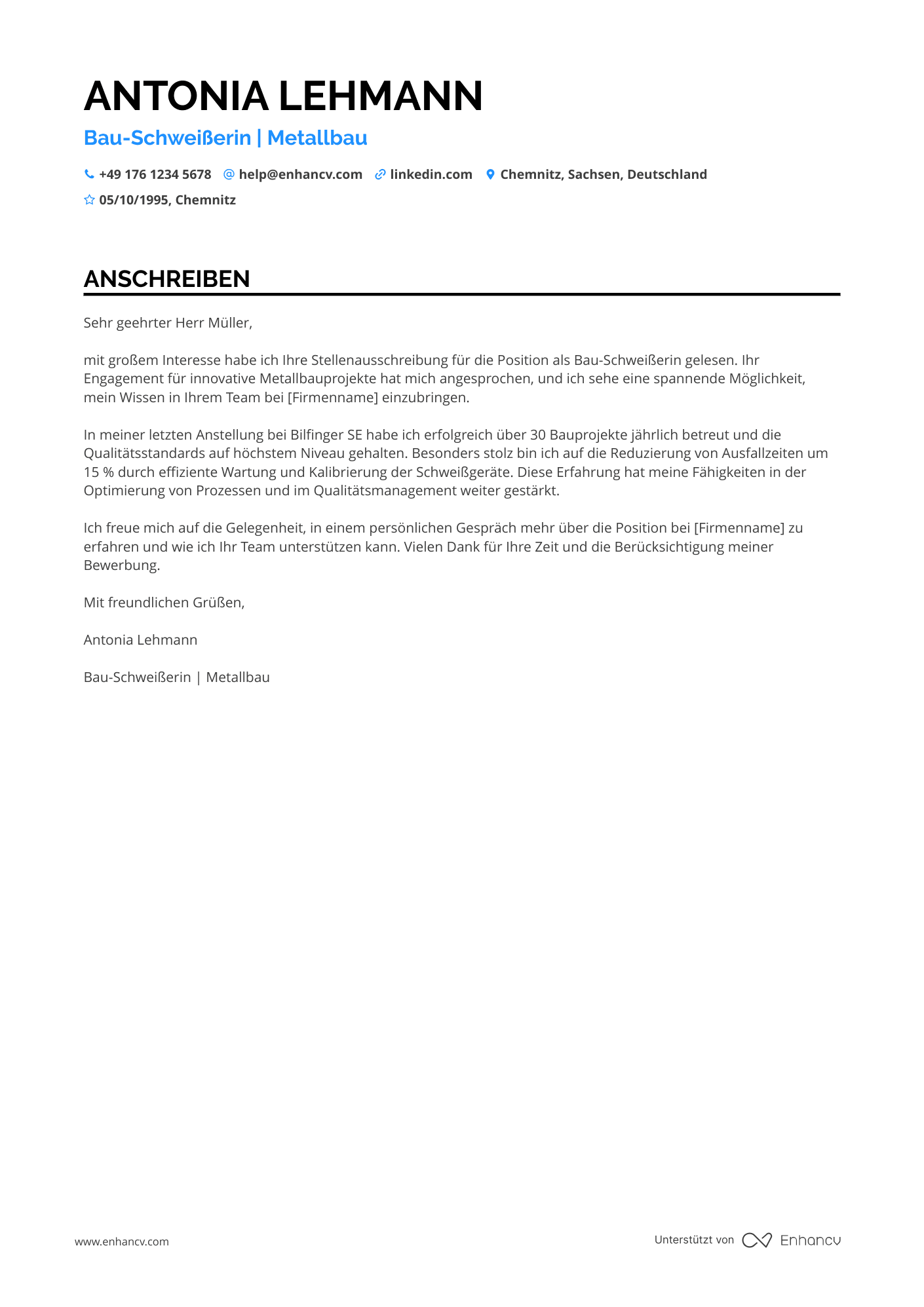 Bau Schweißer Resume Example