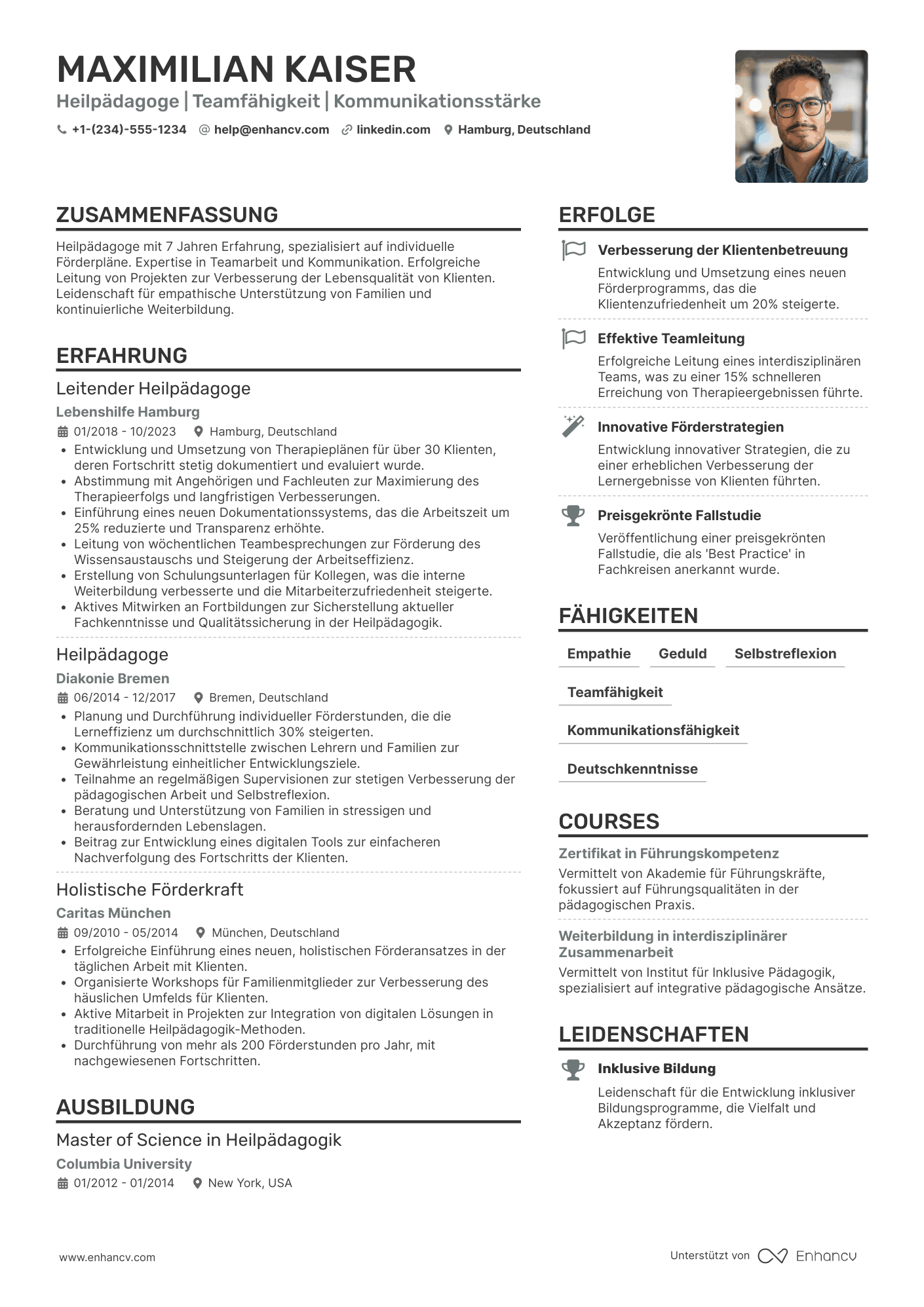Lebenslauf für Heilpädagogen Resume Example