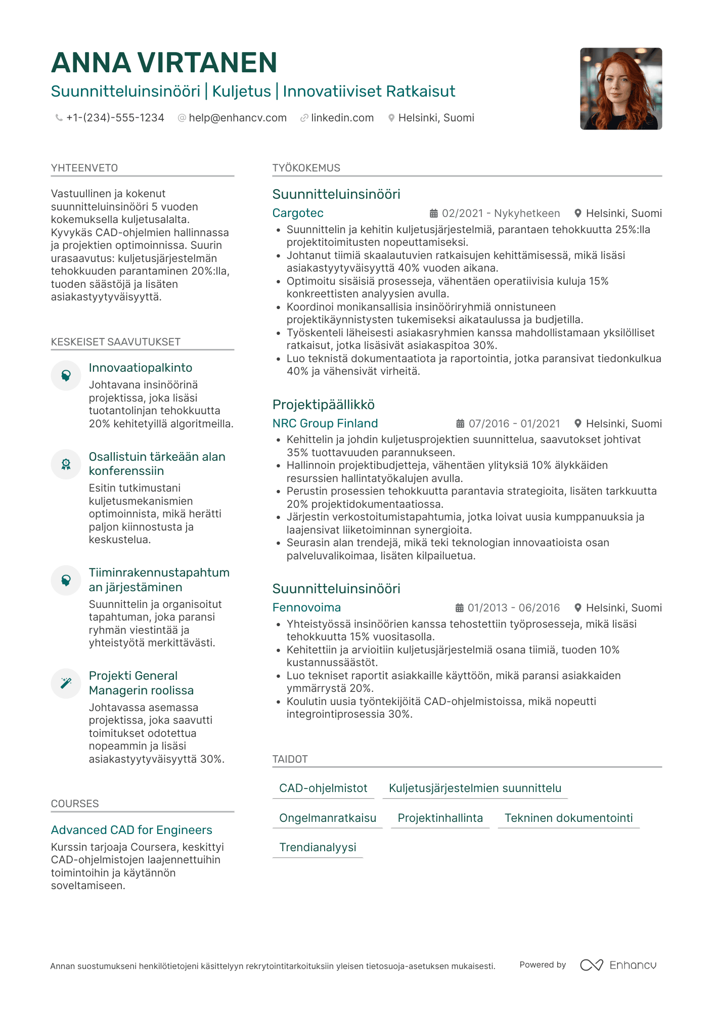 Ansioluettelo Suunnitteluinsinööri Kuljetus Resume Example