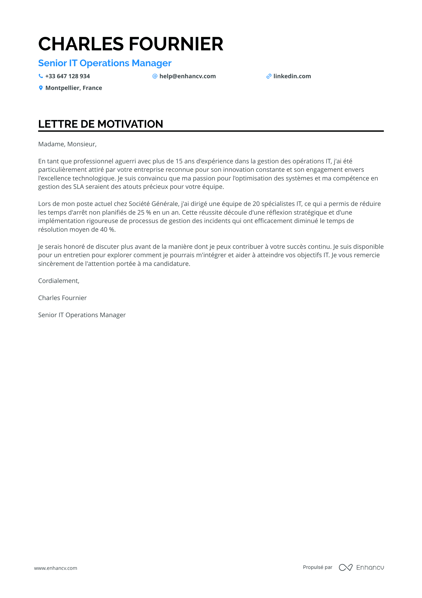 Chef de Projet IT Banque Resume Example