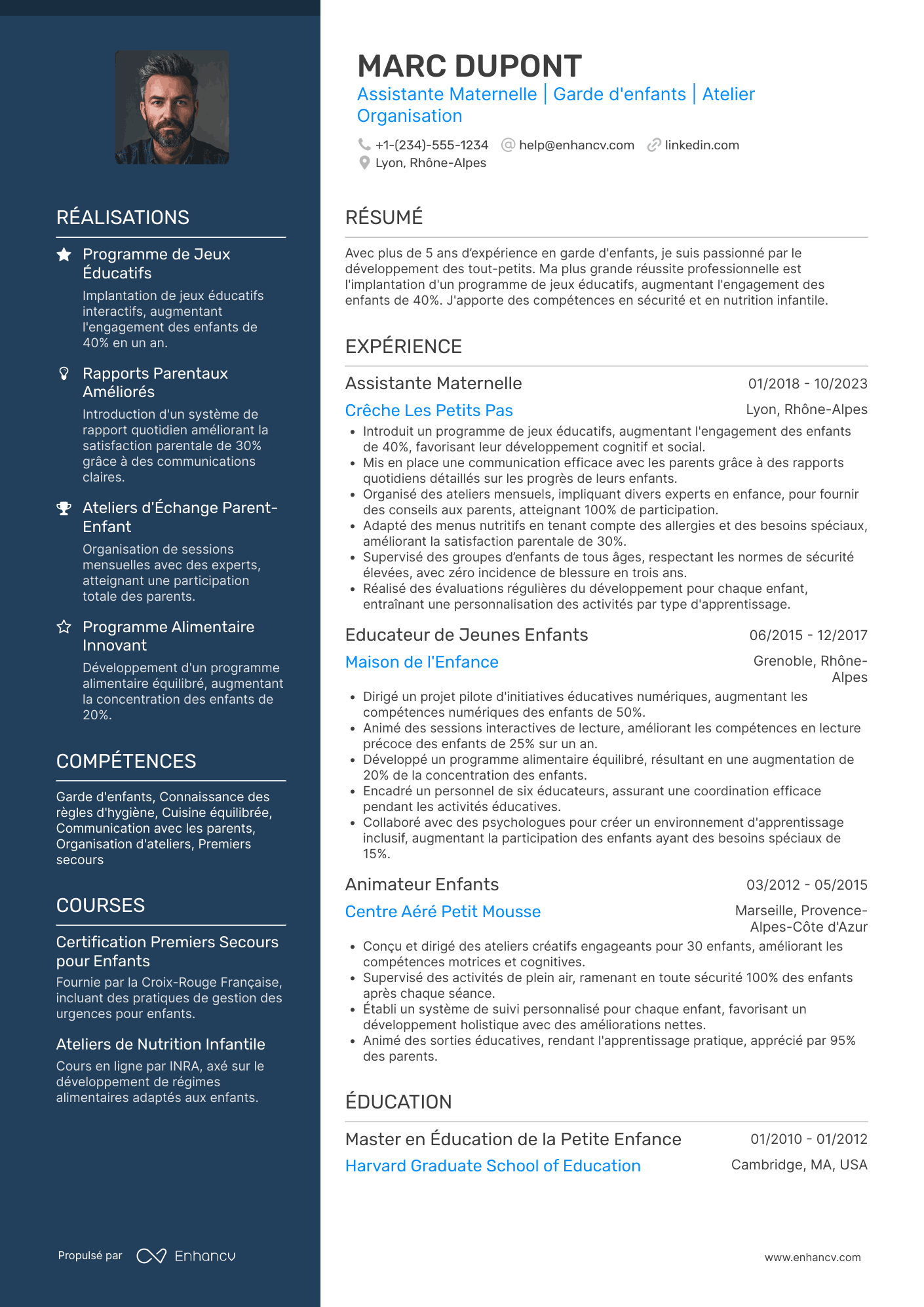 CV d’assistante maternelle pour Pôle Emploi (France Travail) Resume Example
