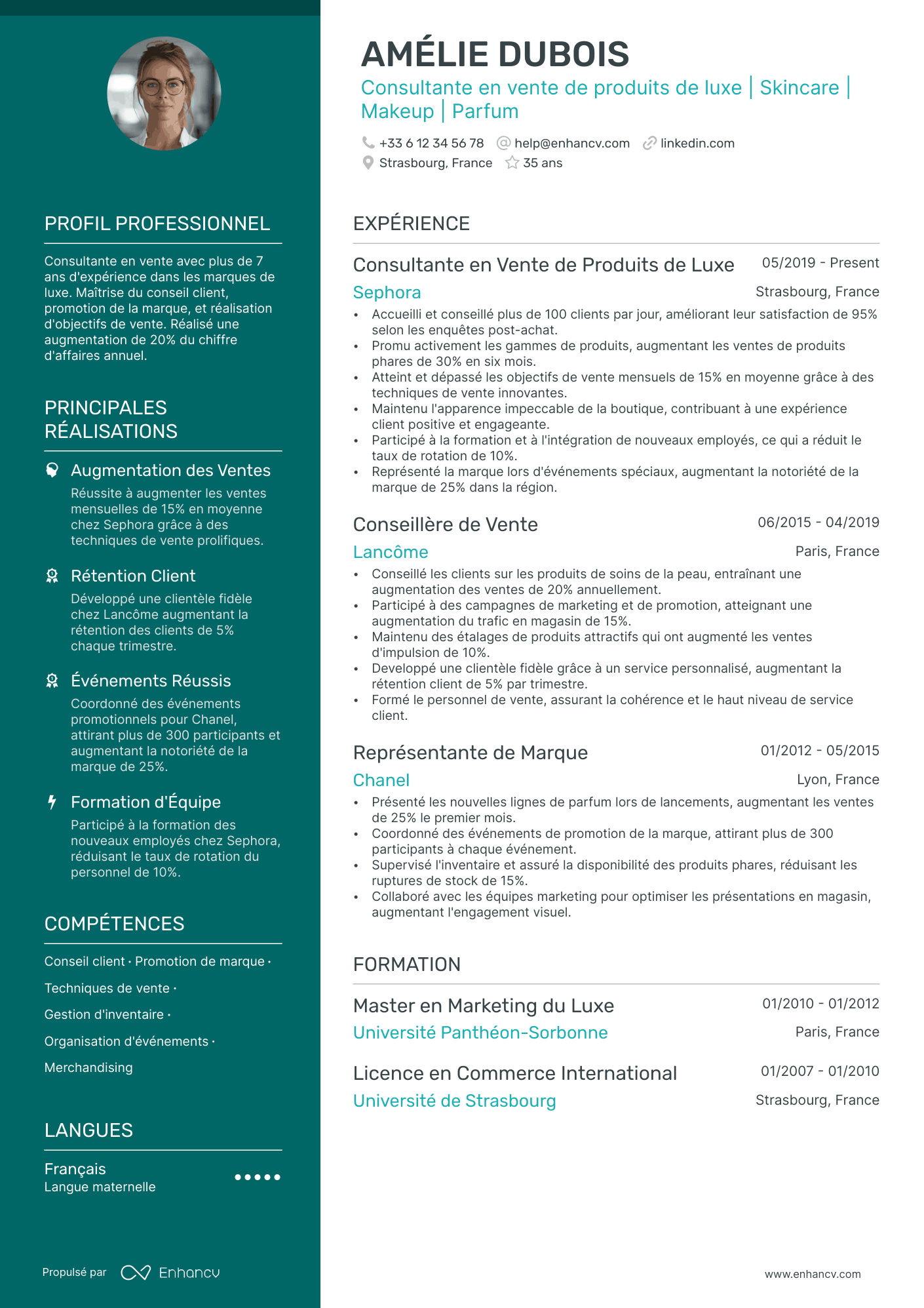 Commercial débutant Resume Example