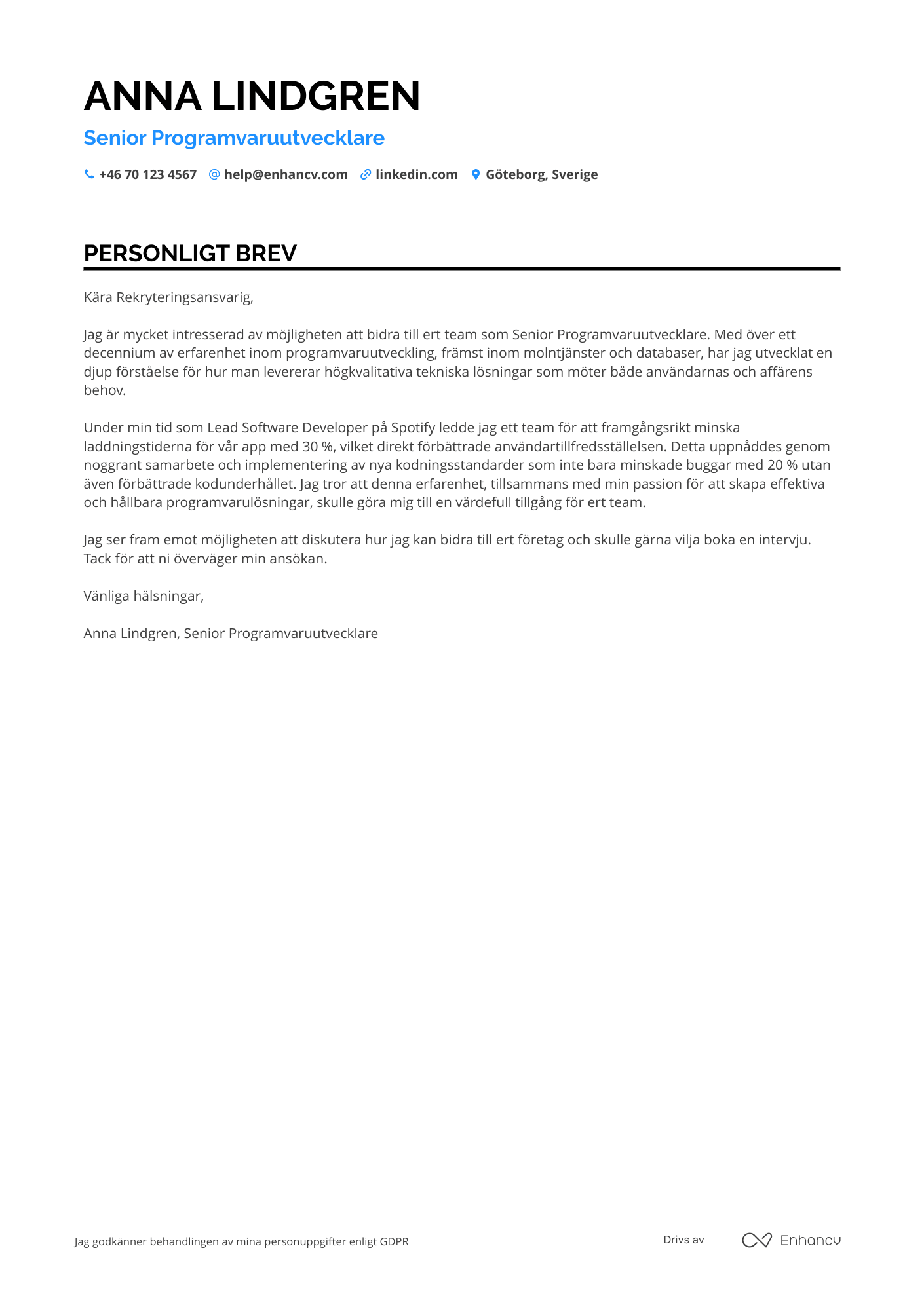 Personligt brev för undefined Resume Example