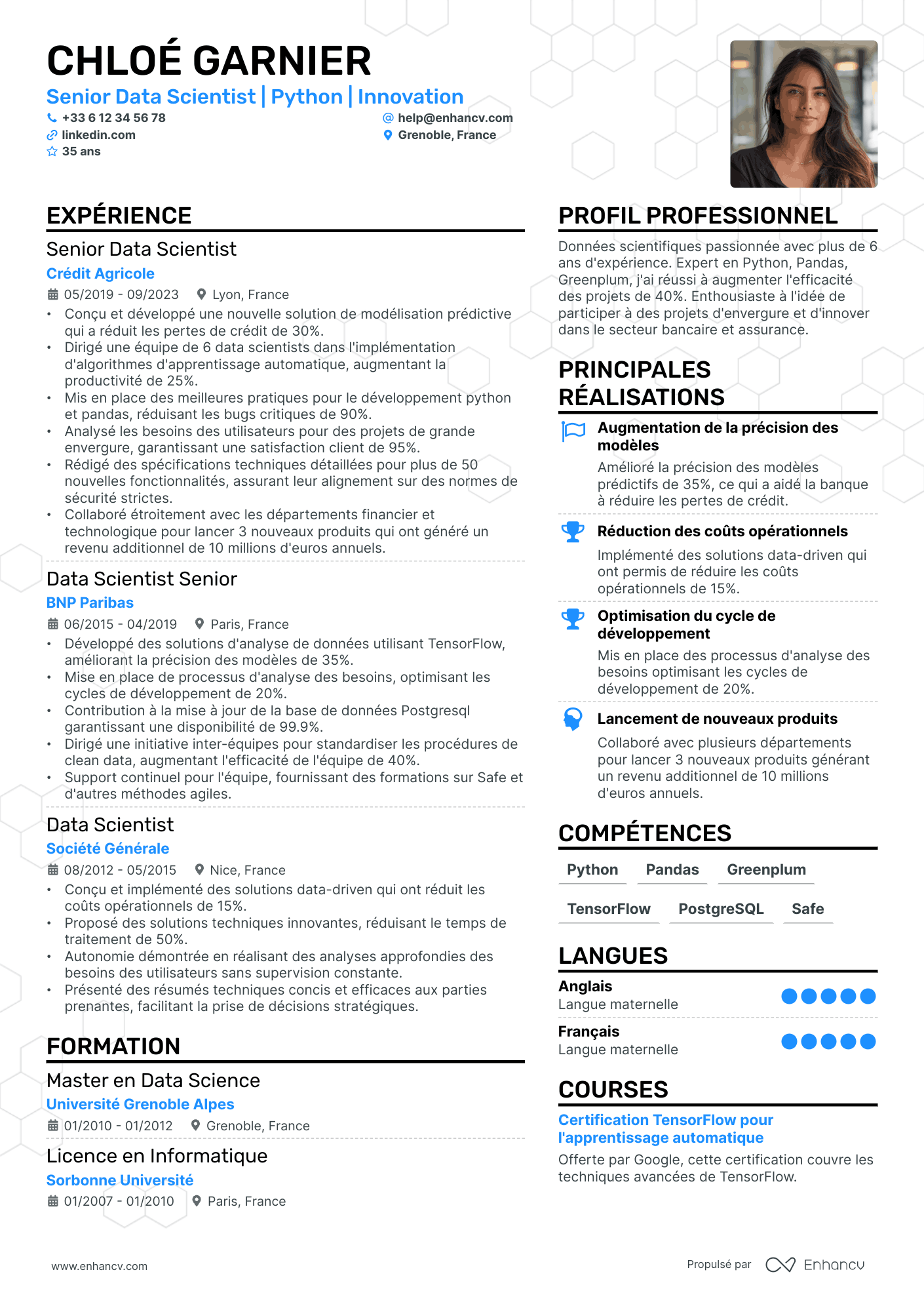 Data Scientist Senior Resume Example