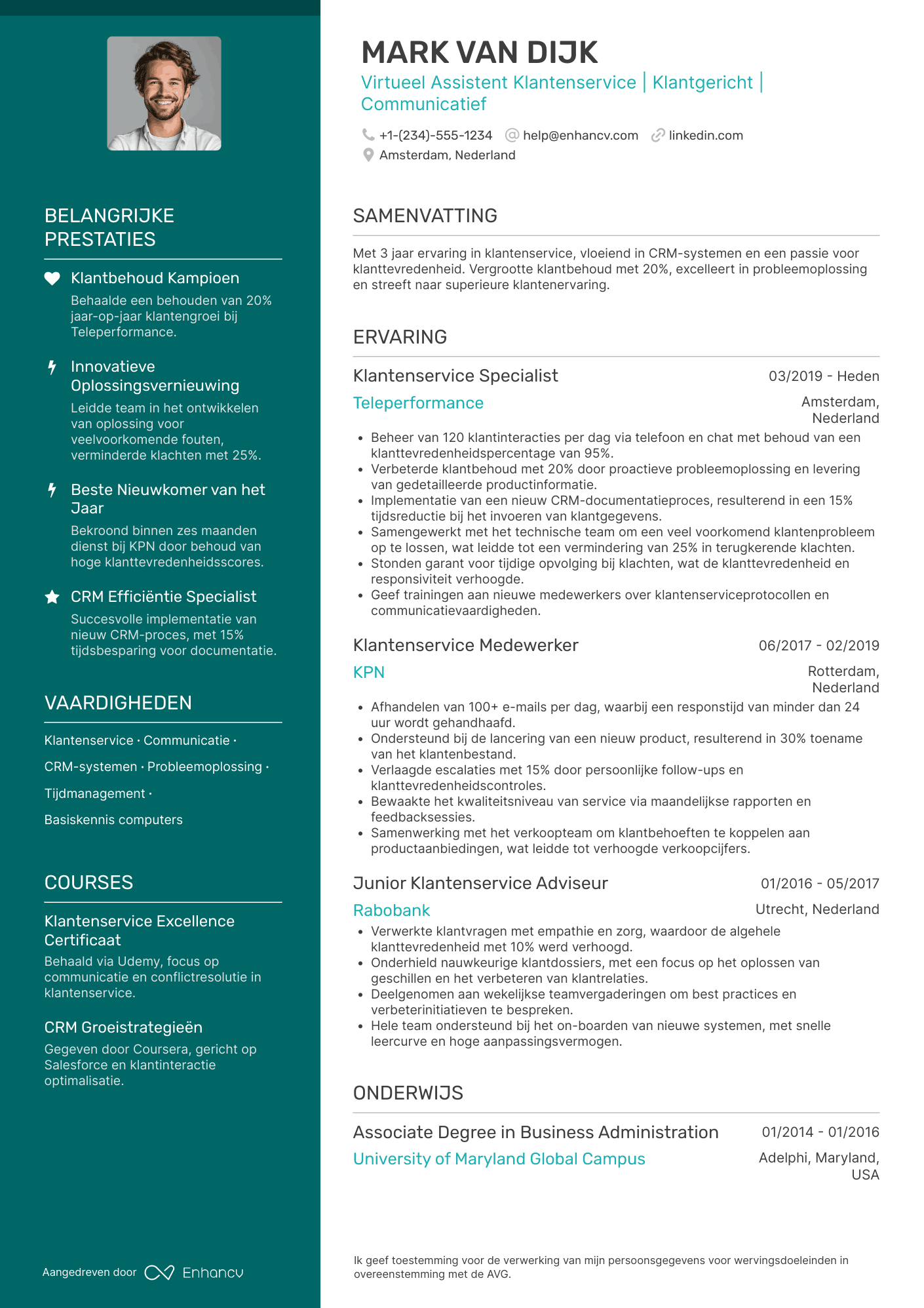 CV voor Virtueel Assistent Klantenservice Resume Example
