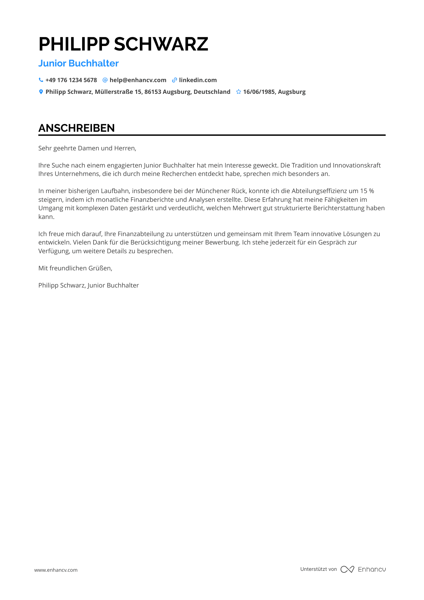 Junior Buchhalter Resume Example