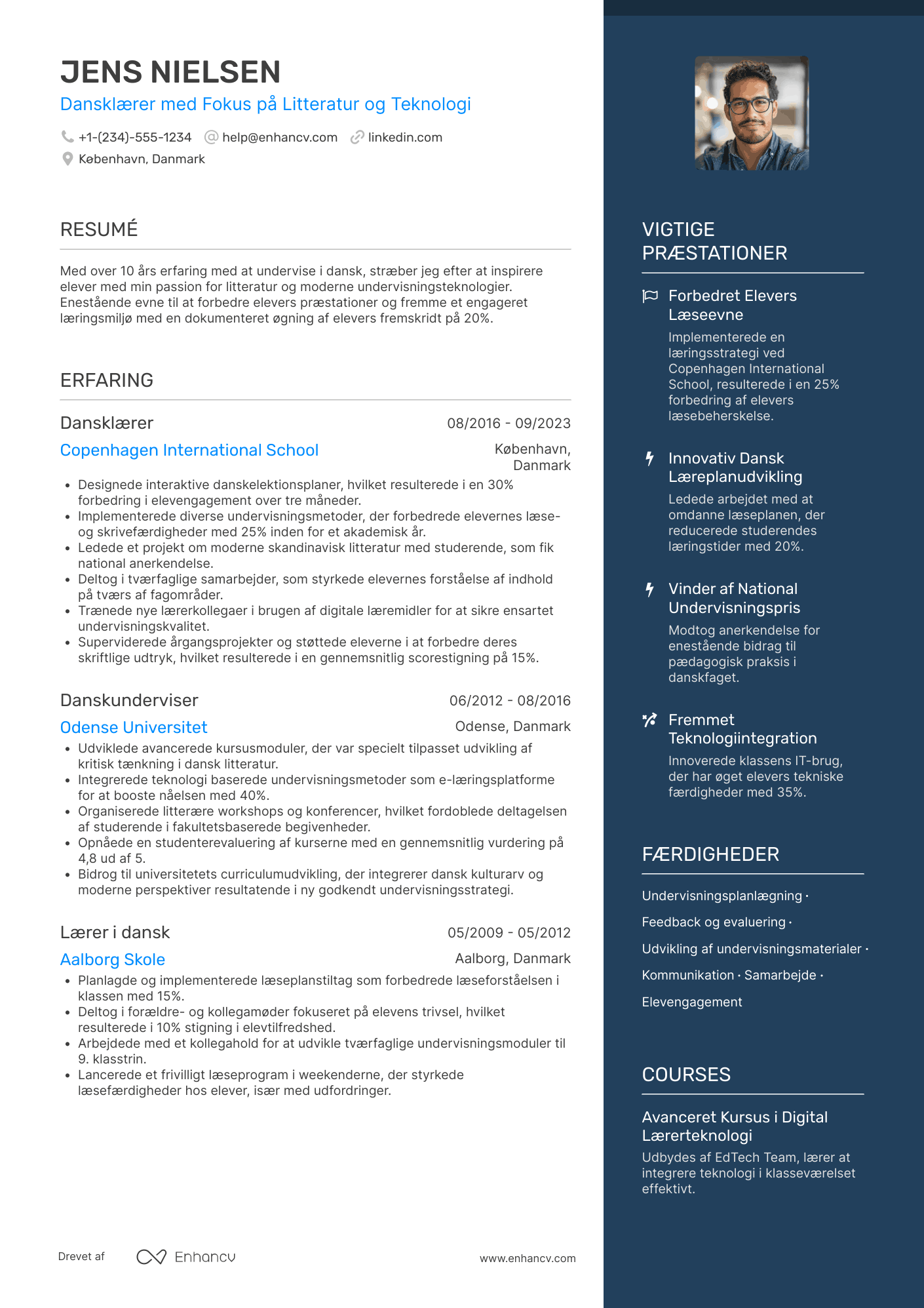 CV til Dansklærer Resume Example