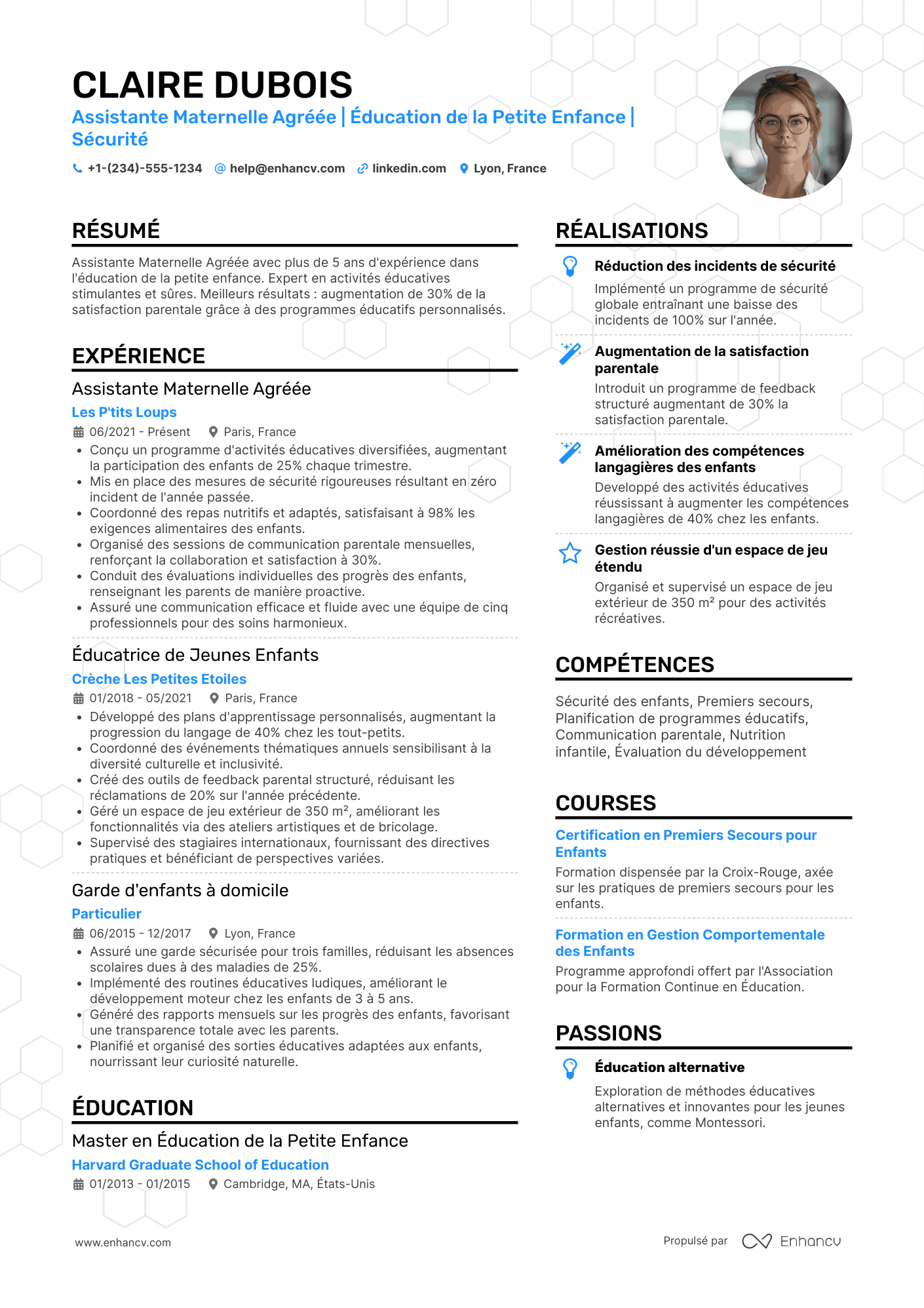 Exemple de CV d’assistante maternelle Resume Example