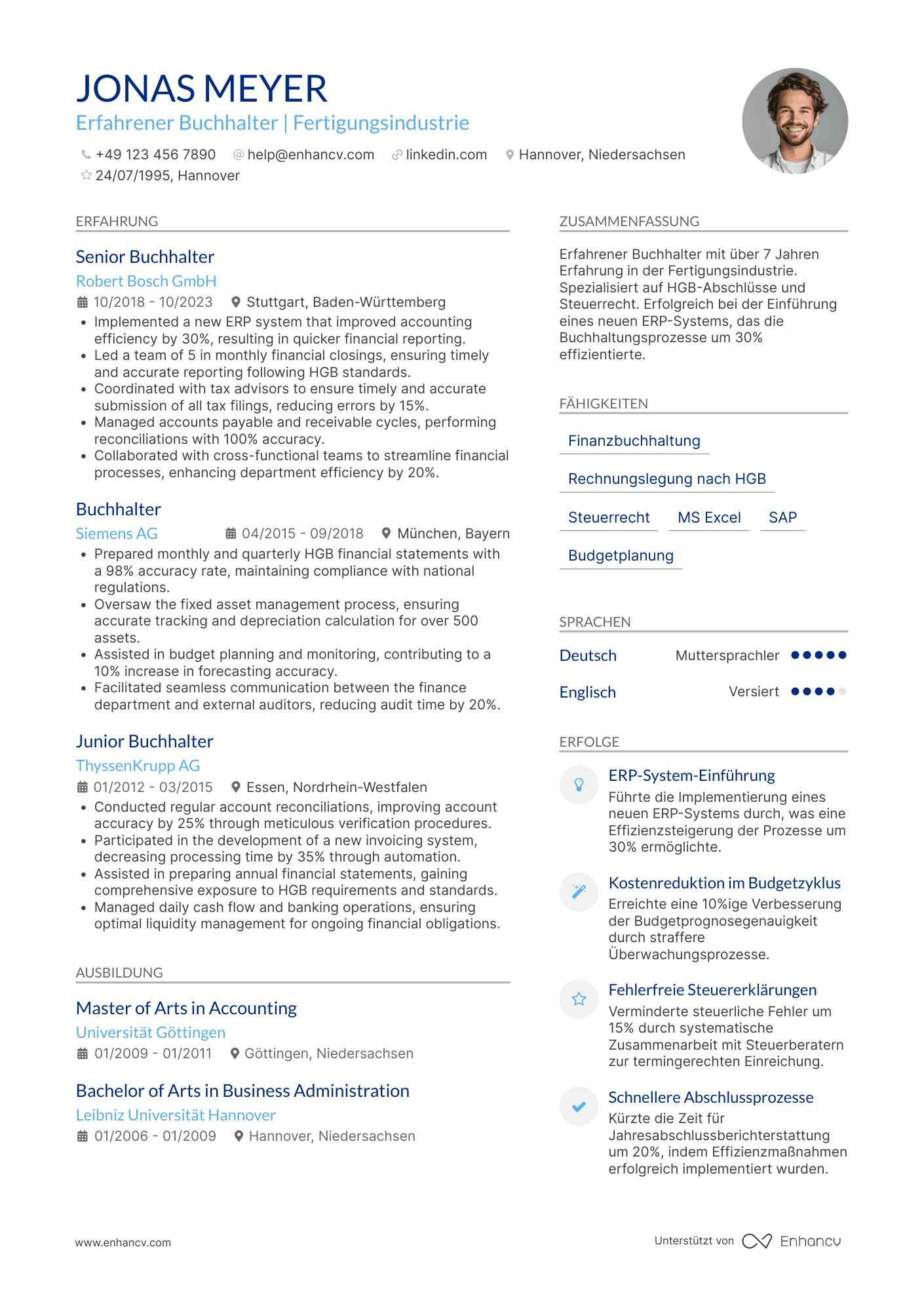 Lebenslauf in Buchhalter für die Fertigungsindustrie Resume Example