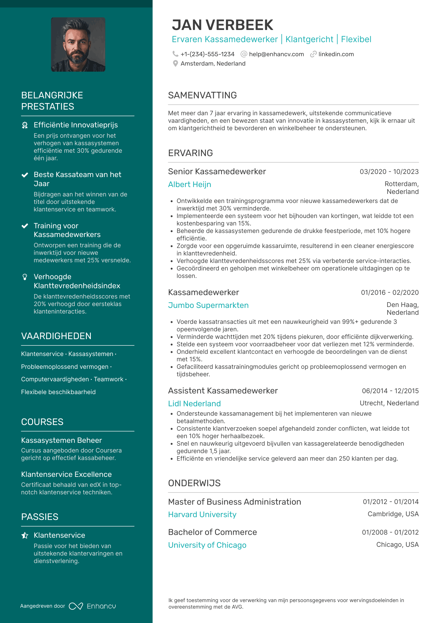 CV voor Ervaren Kassamedewerker Resume Example