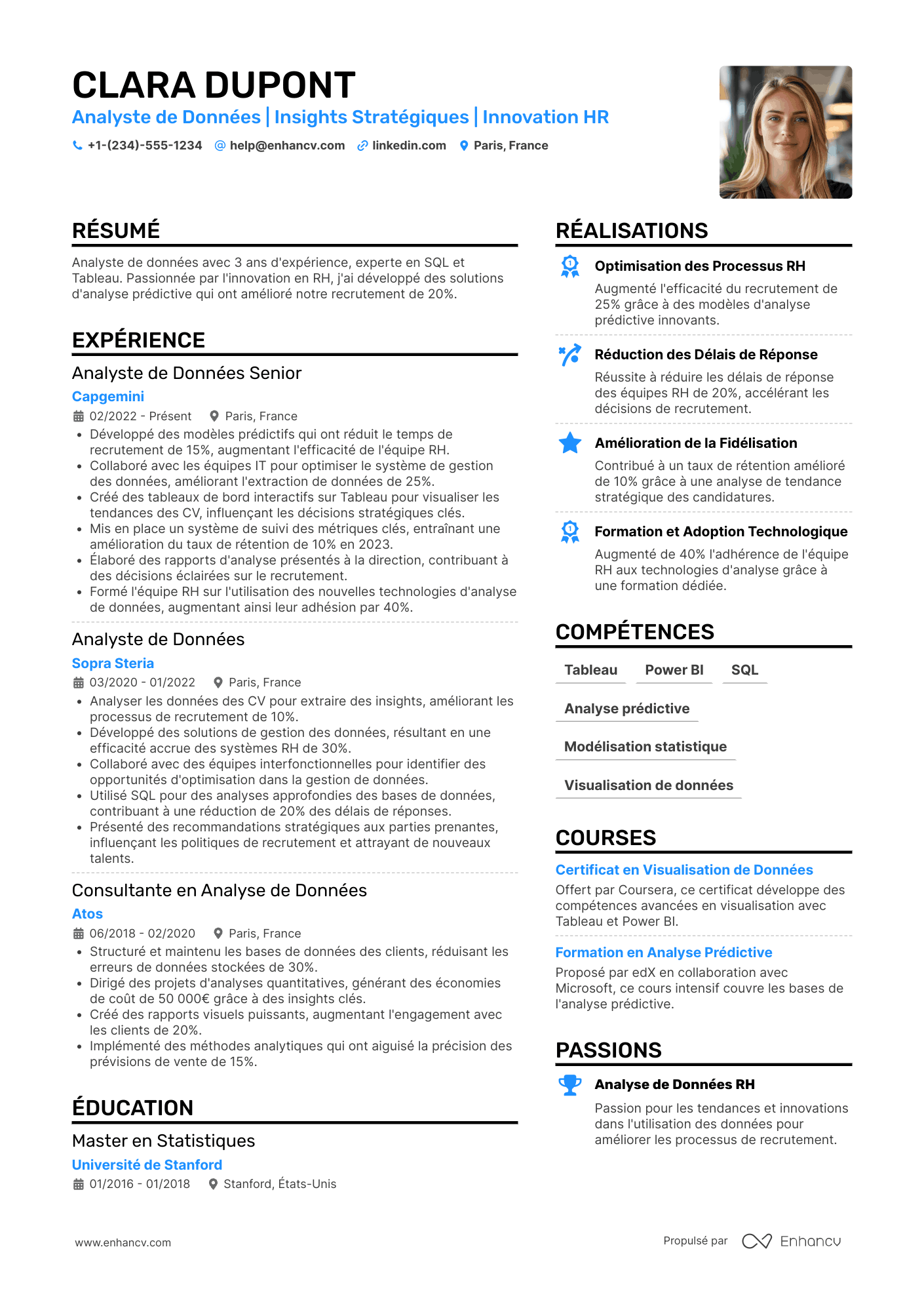 CV data analyst Resume Example