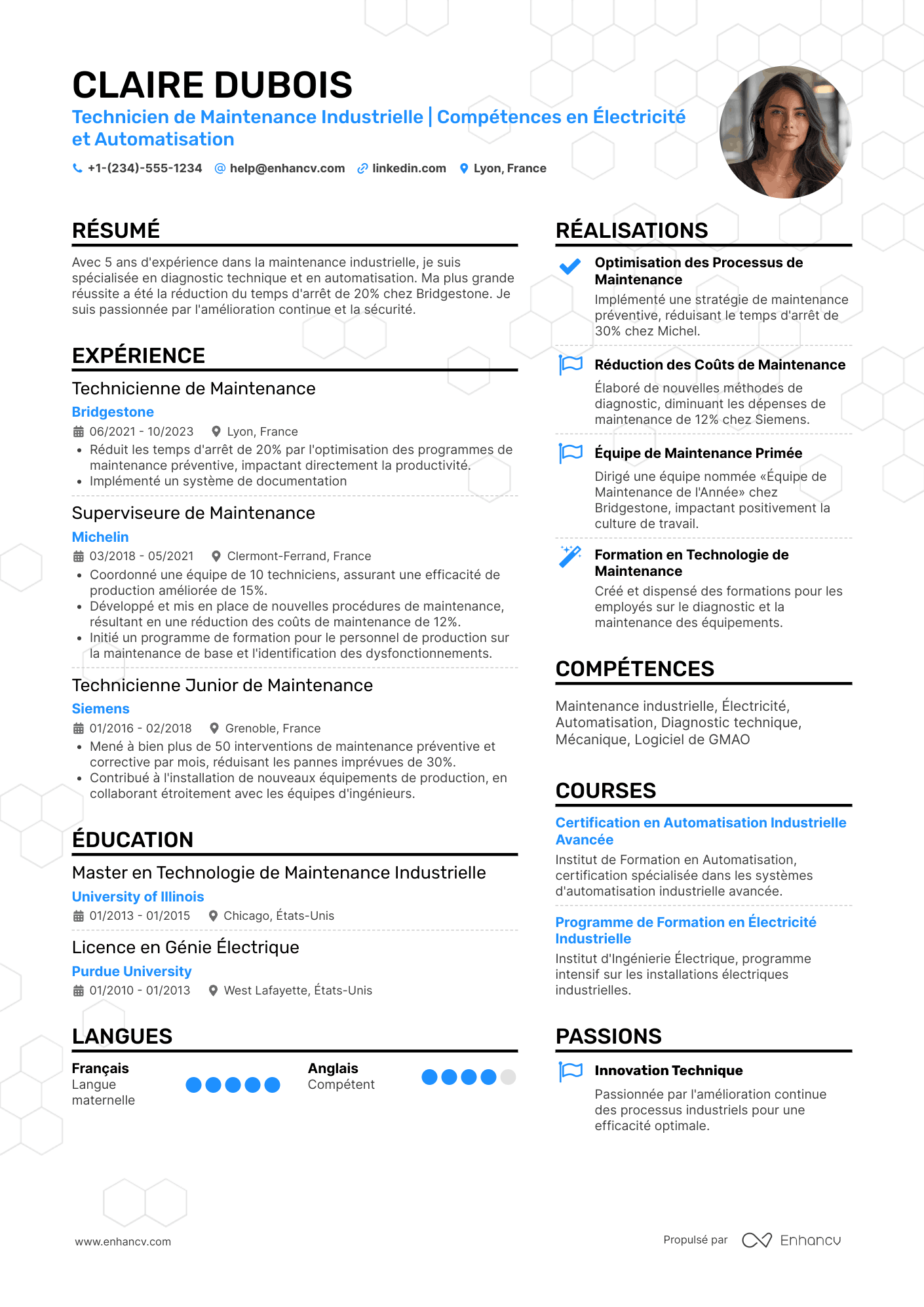 CV de technicien de maintenance industrielle Resume Example