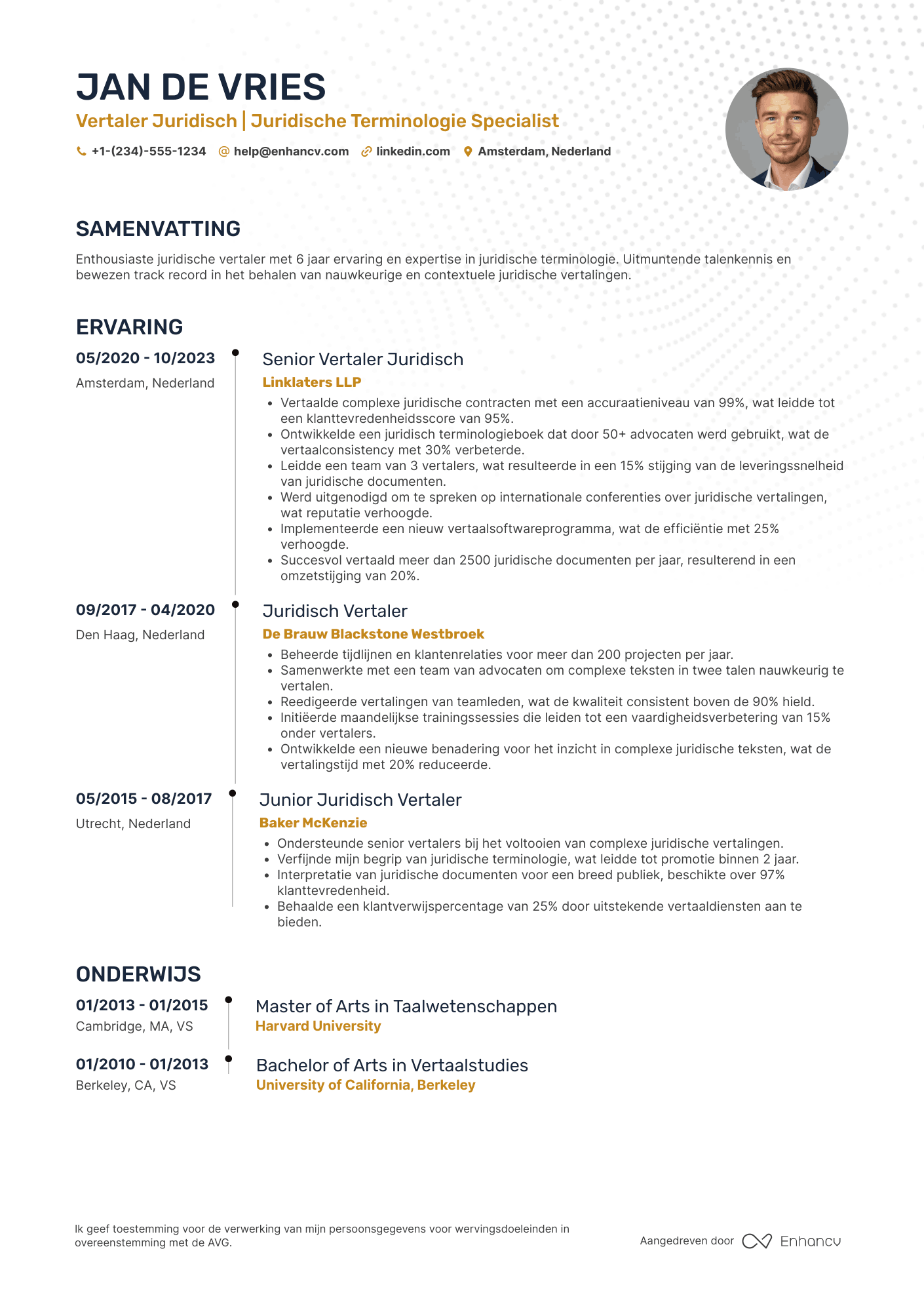 CV voor Vertaler Juridisch Resume Example