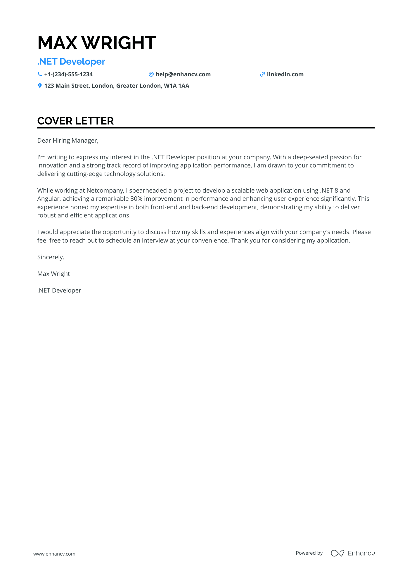 Lead .Net Developer Resume Example