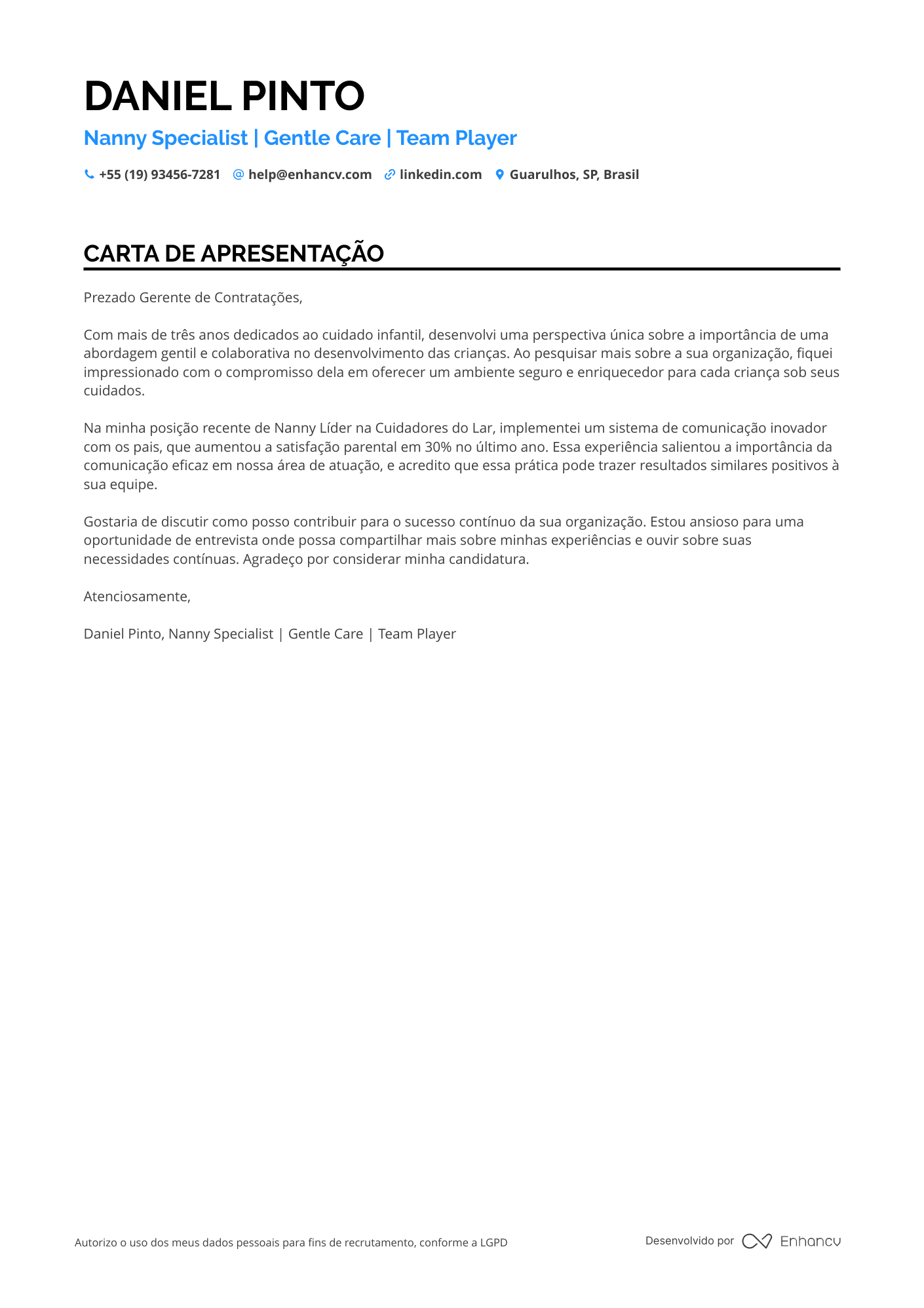Babá de Recém Nascidos Resume Example