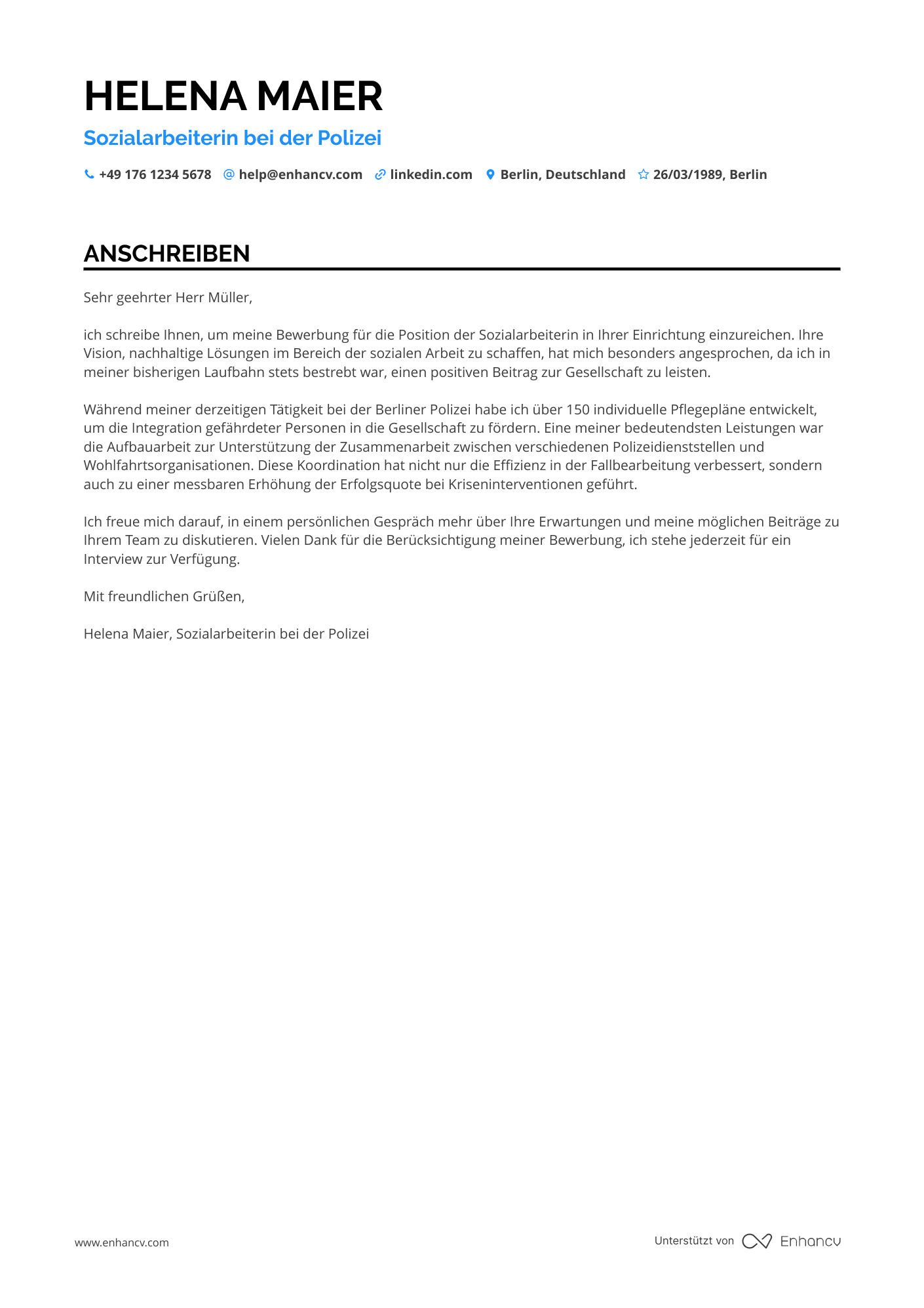 Polizei Sozialarbeiter Resume Example