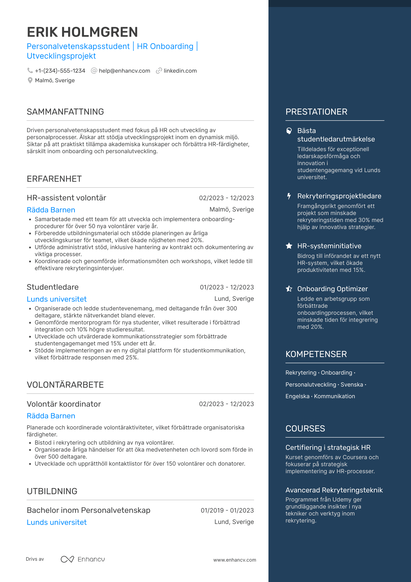 CV för Praktikant im Personalwesen Resume Example