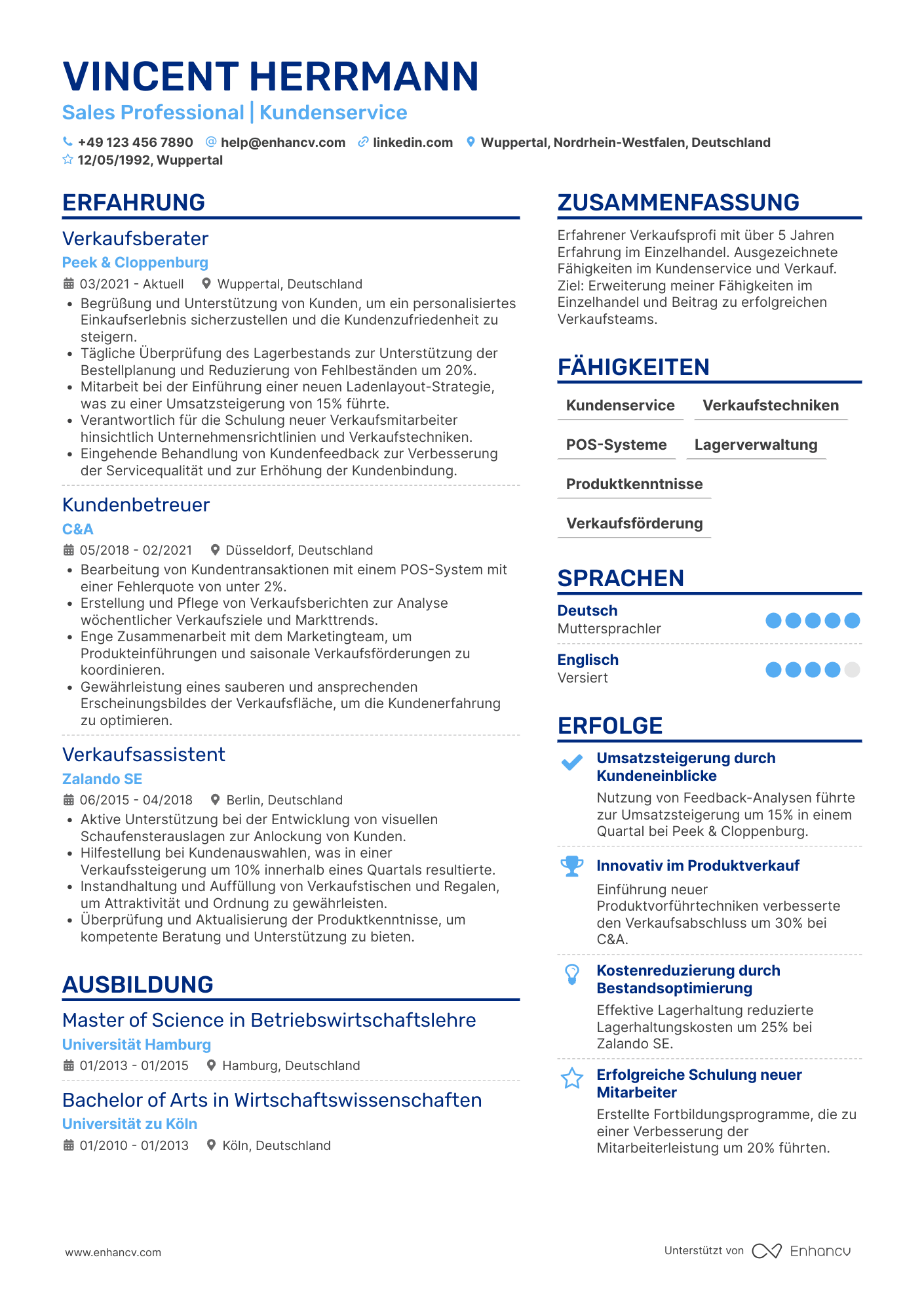 Lebenslauf als Einsteiger Verkäuferin Resume Example
