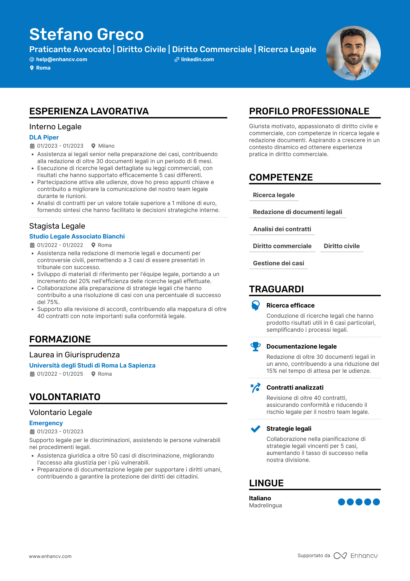 Praticante avvocato Resume Example