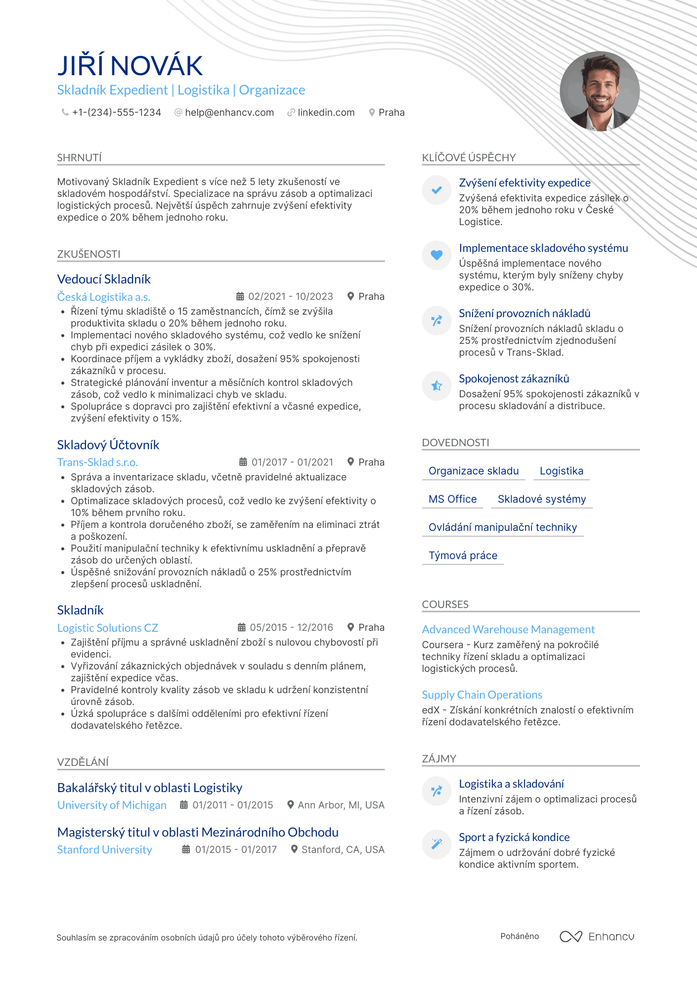 Životopis pro Skladník Expedient Resume Example