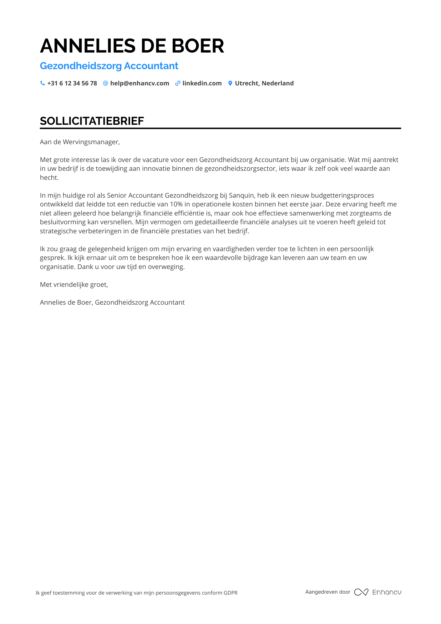 Sollicitatiebrief voor Gezondheidszorg Accountant Resume Example