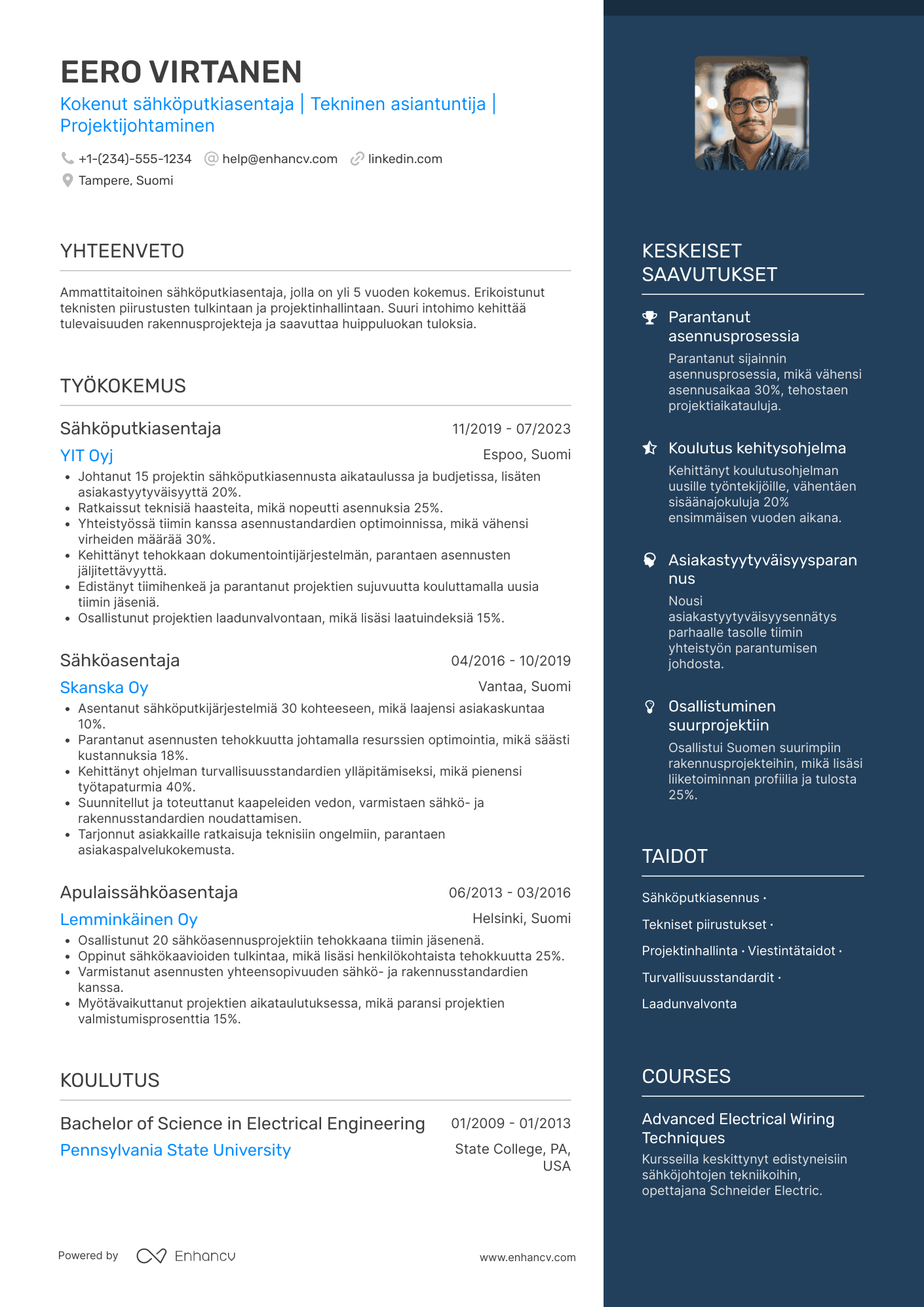 Ansioluettelo Sähköputkiasentaja Resume Example