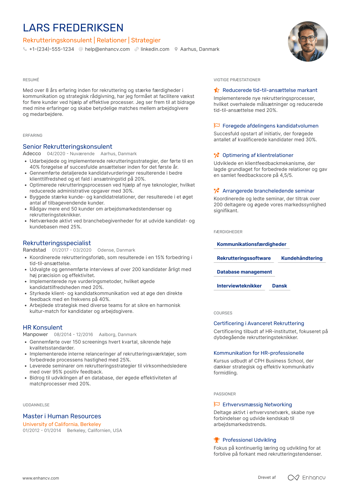 CV til Rekrutteringskonsulent Resume Example