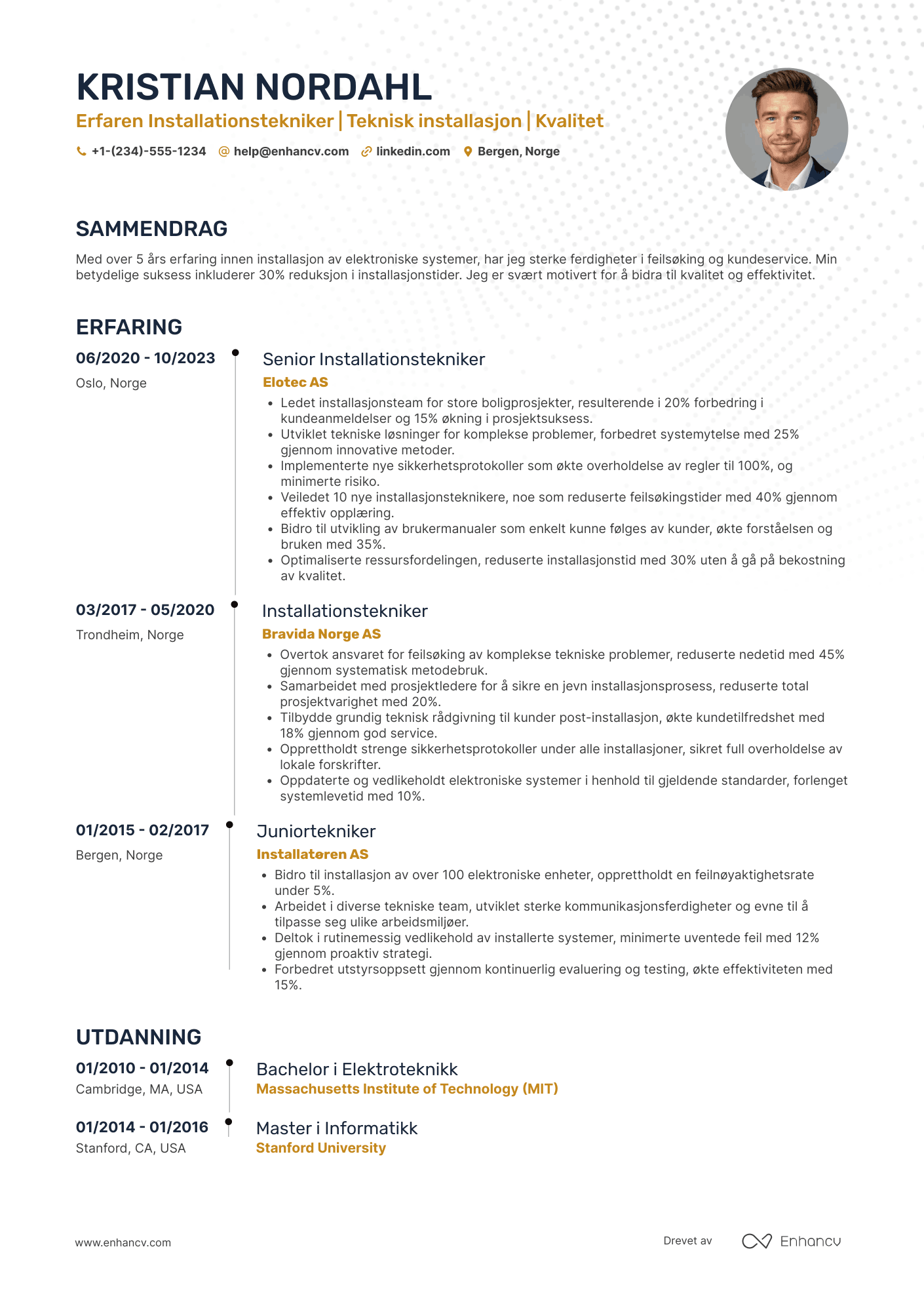 CV for Installationstekniker Resume Example