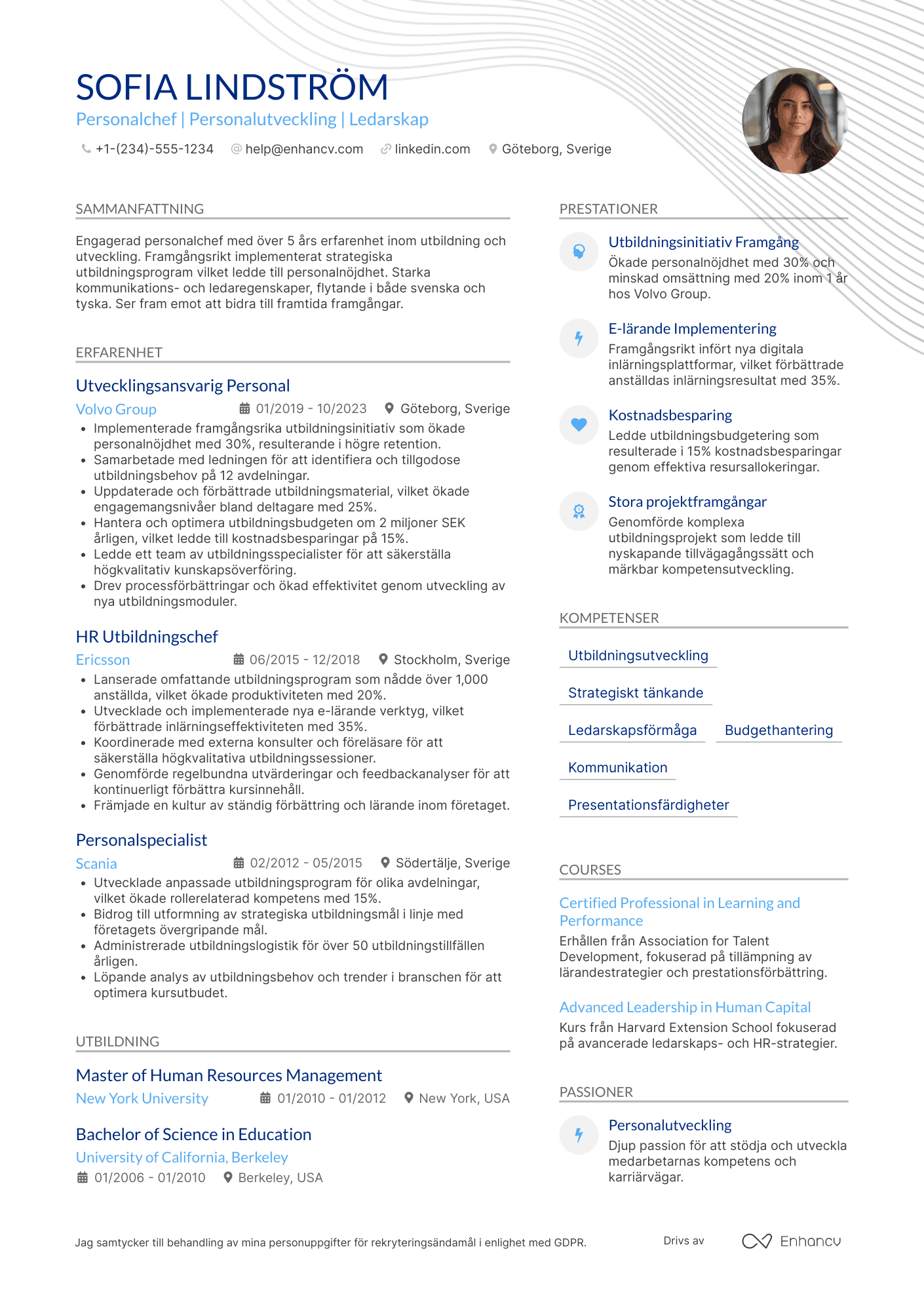 CV för Personalchef Mitarbeiterschulung Resume Example