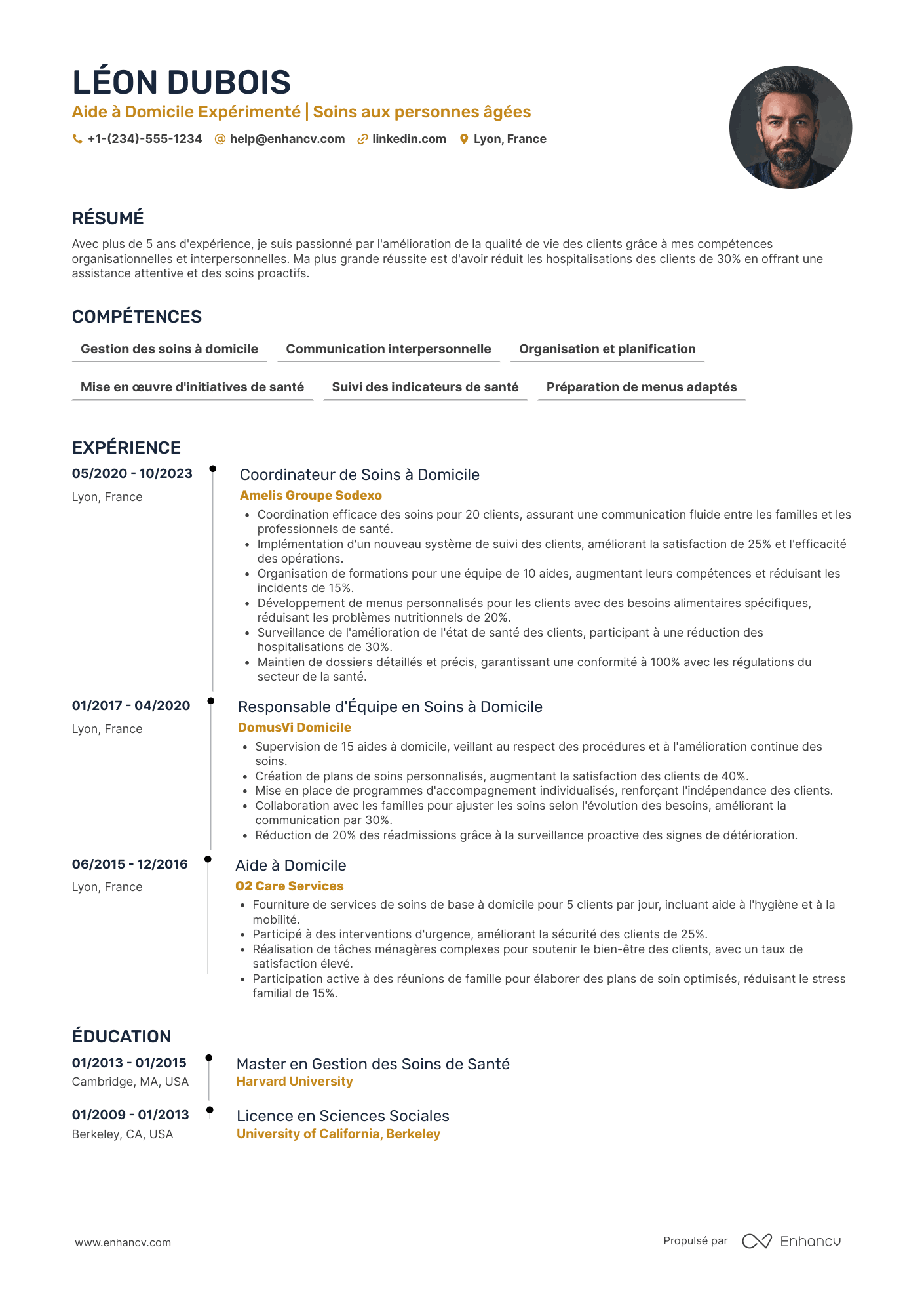 Exemple de CV d’aide à domicile expérimenté Resume Example