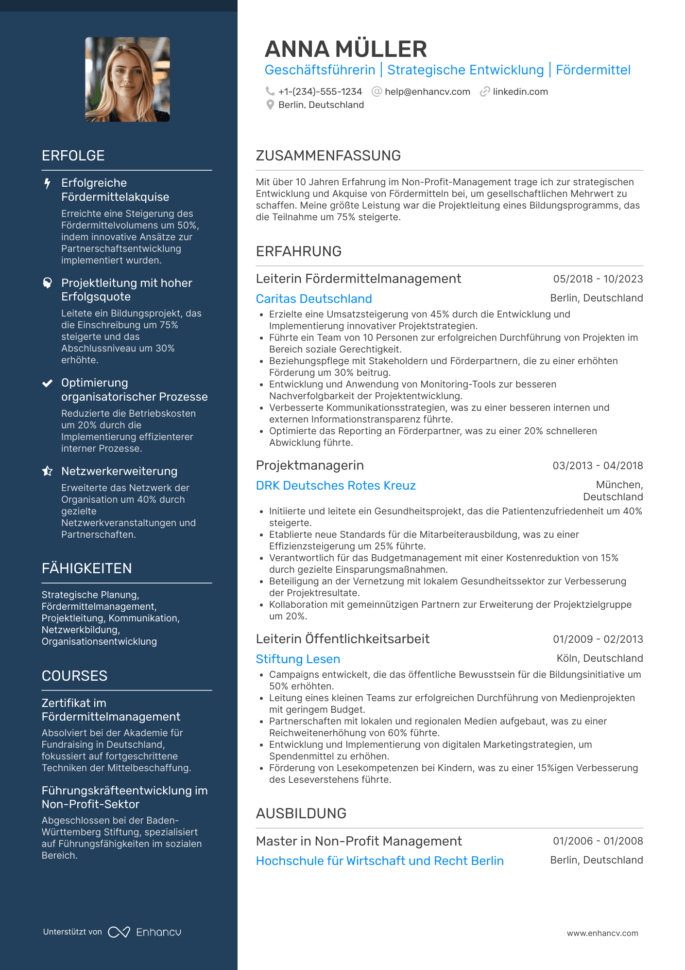 Geschäftsführer Non Profit Organisation Resume Example