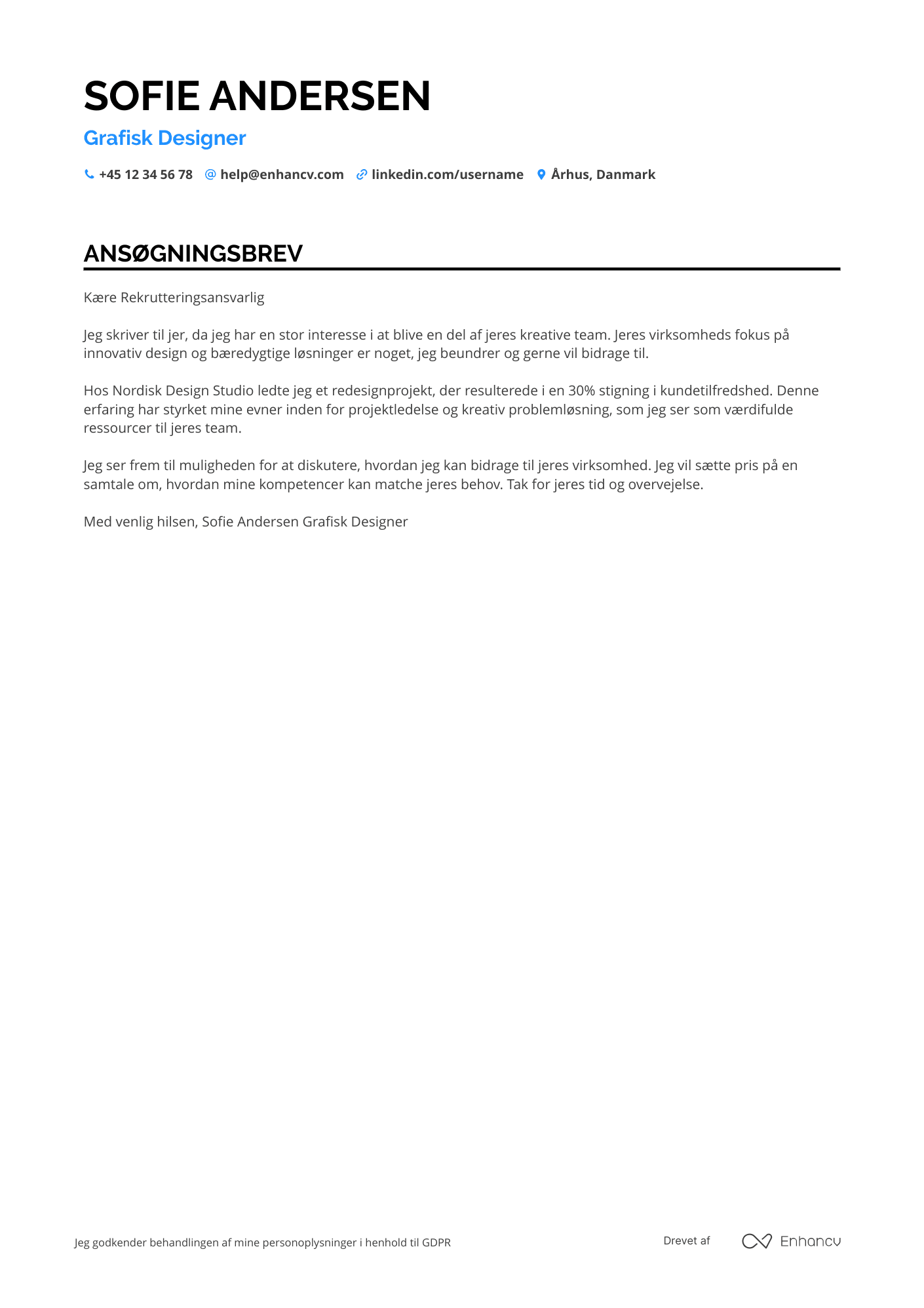 Ansøgningsbrev til Grafisk Designer Resume Example