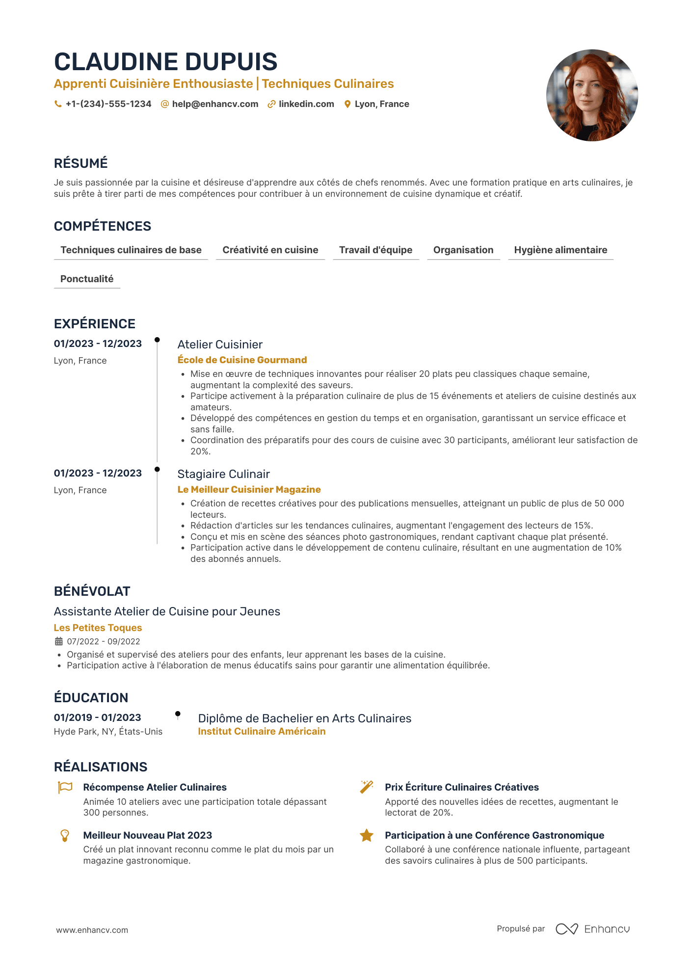 CV d’apprenti cuisinier Resume Example