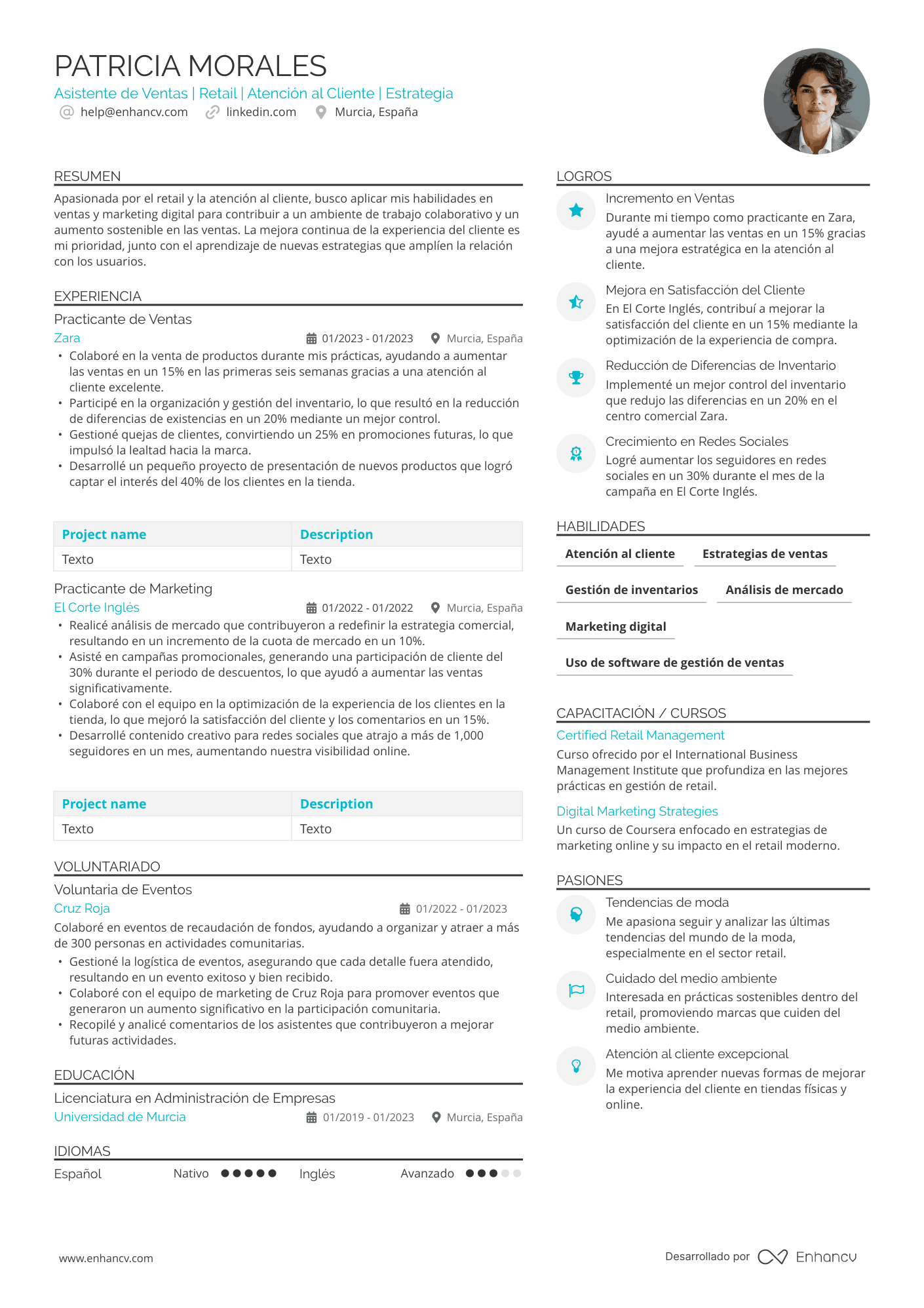 Dependienta de tienda Resume Example