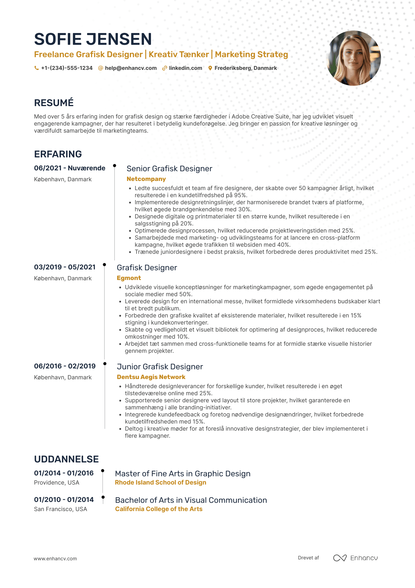 CV til Freelance grafisk designer Resume Example