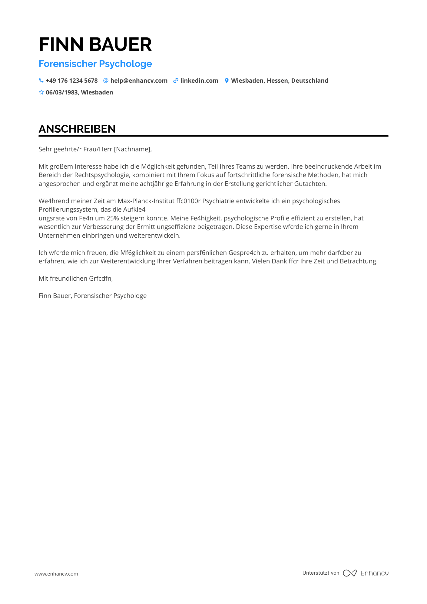 Rechtspsychologe Resume Example