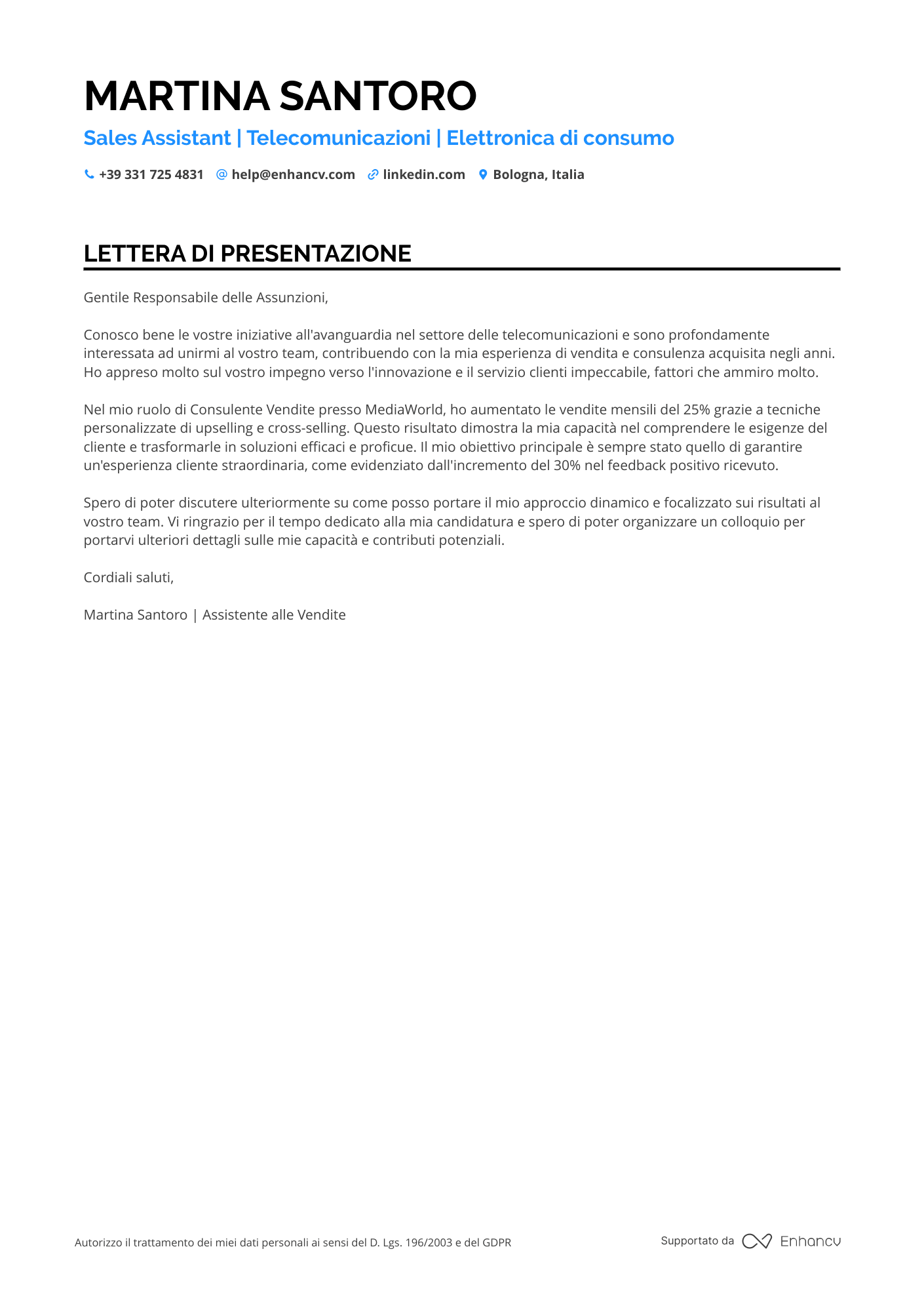 Venditore di Elettronica di Consumo Resume Example