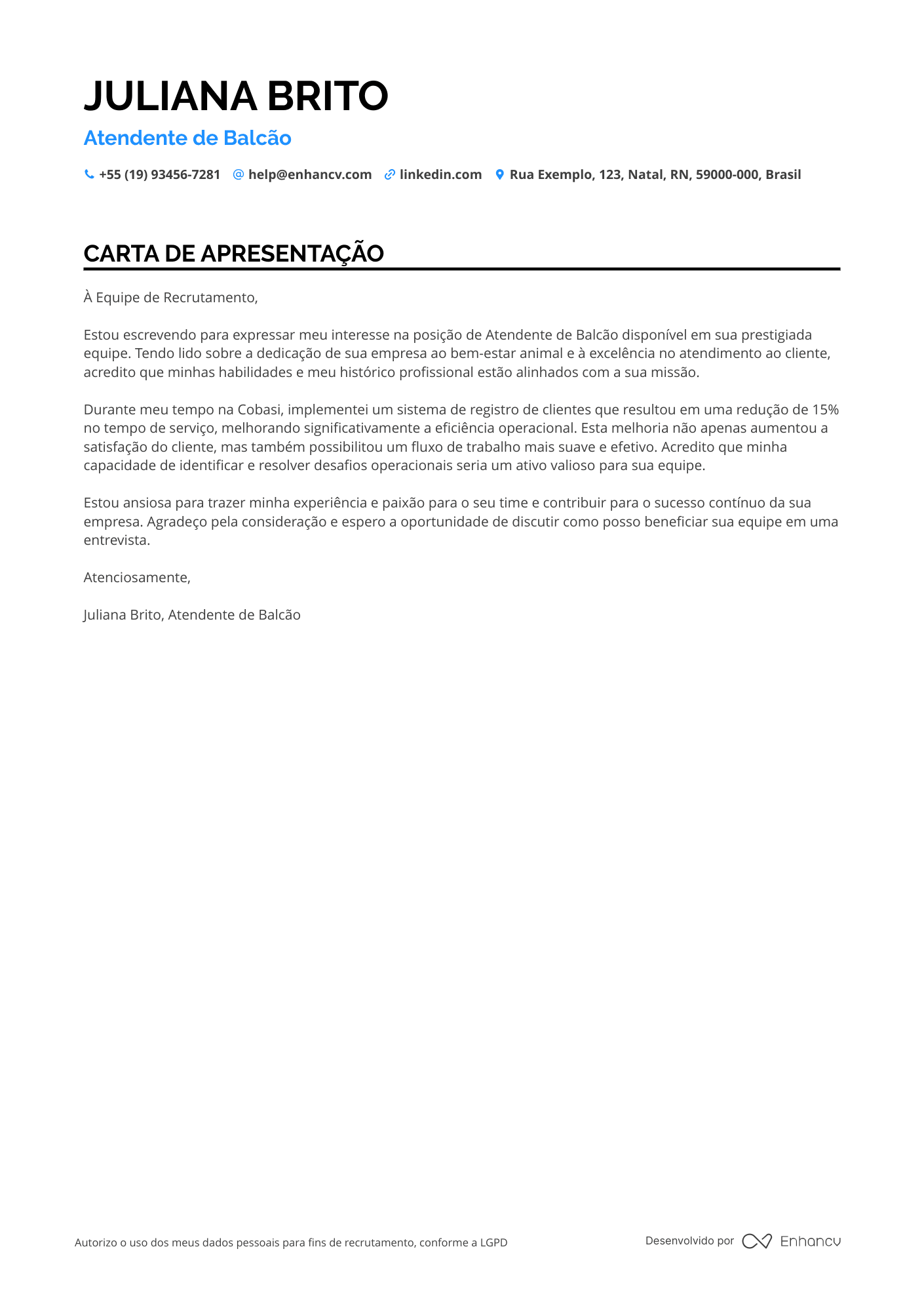 Balconista de Pet Shop Resume Example