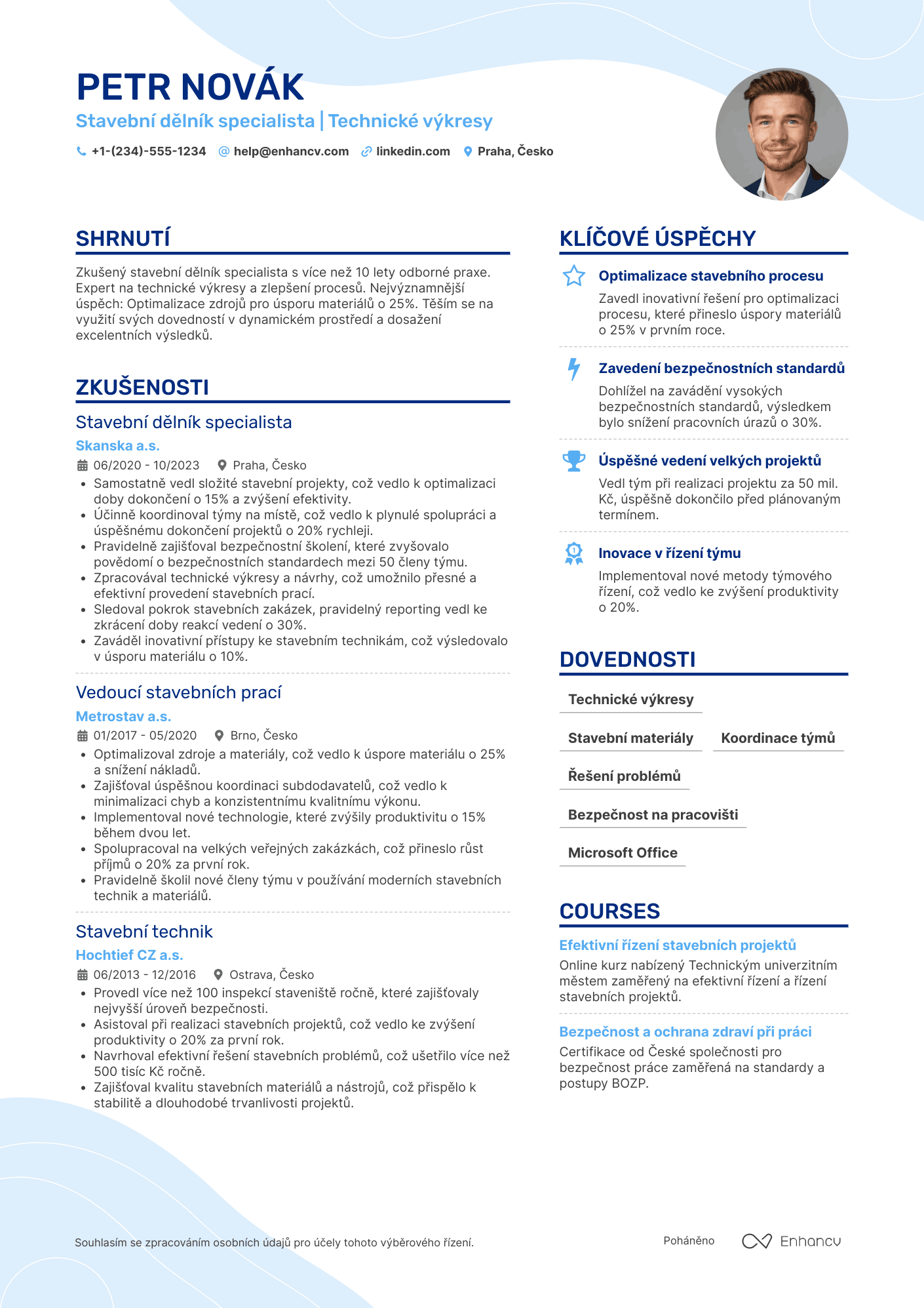 Životopis pro Stavební dělník specialista Resume Example