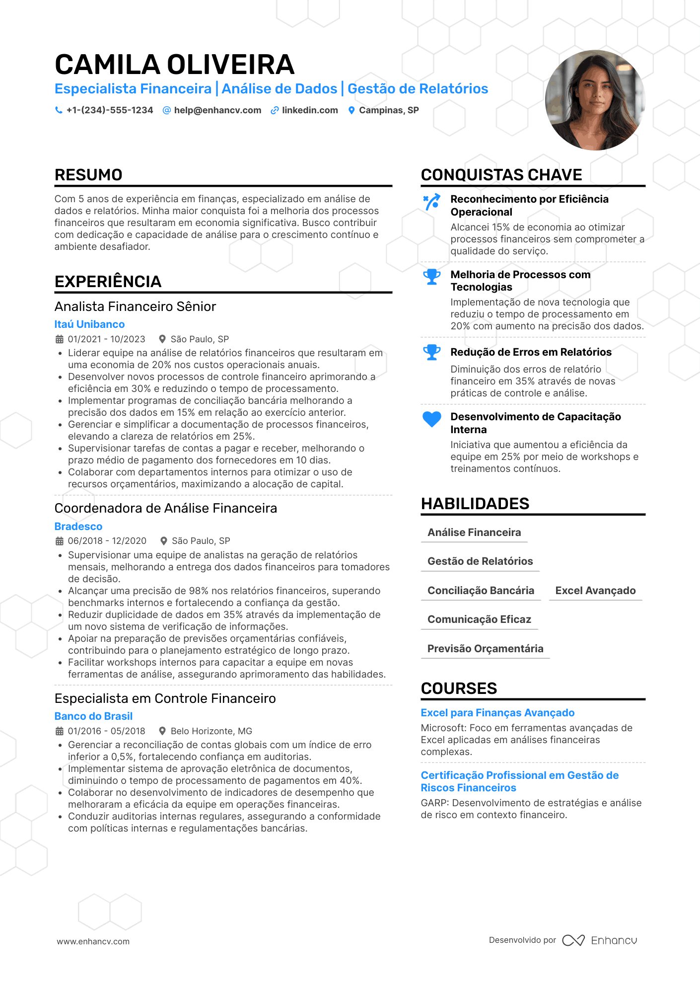 Estágio financeiro Resume Example