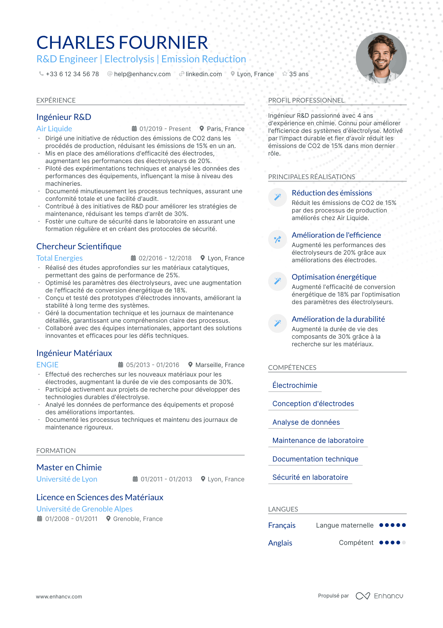 Ingénieur de Recherche et Développement Resume Example